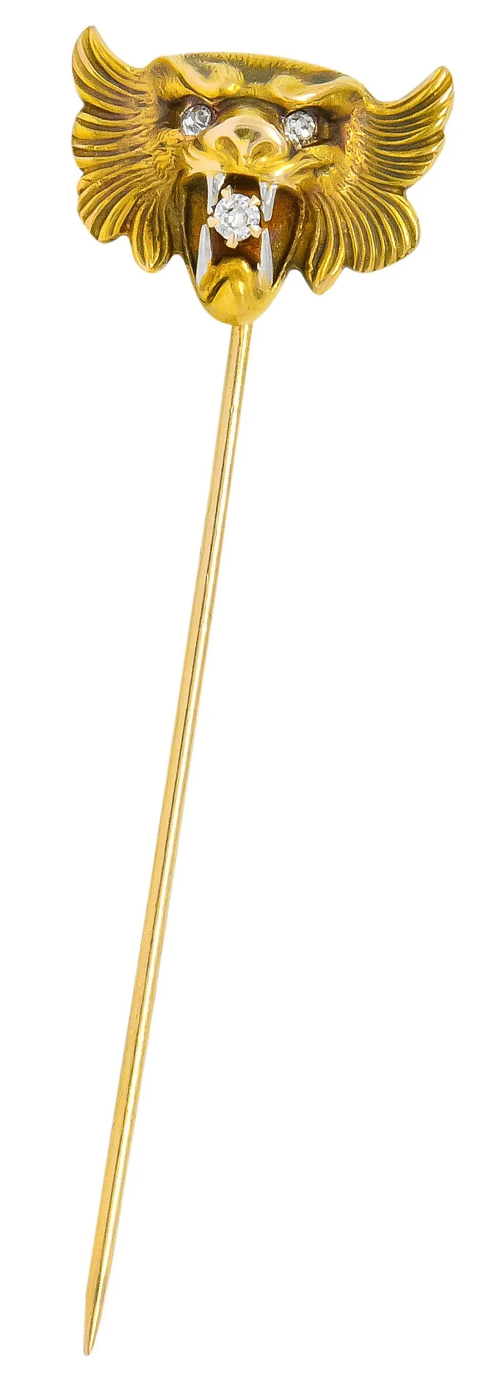 Carter Gough & Co. Edwardian Diamond 14 Karat Two-Tone Gold Tiger Stickpin - Image 5