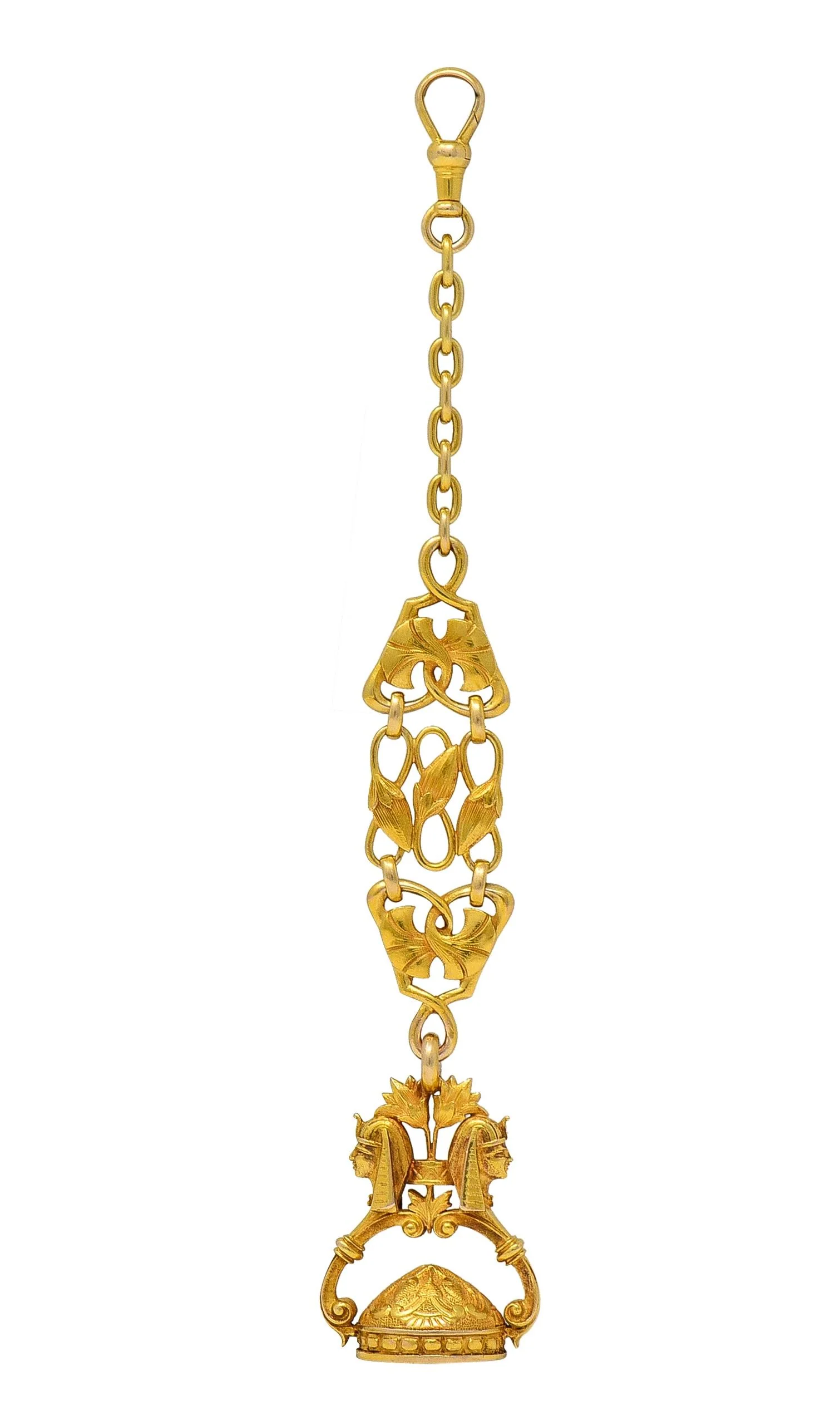 Carter Gough & Co. Egyptian Revival Art Nouveau 14 Karat Yellow Gold Antique Watch Fob Pendant