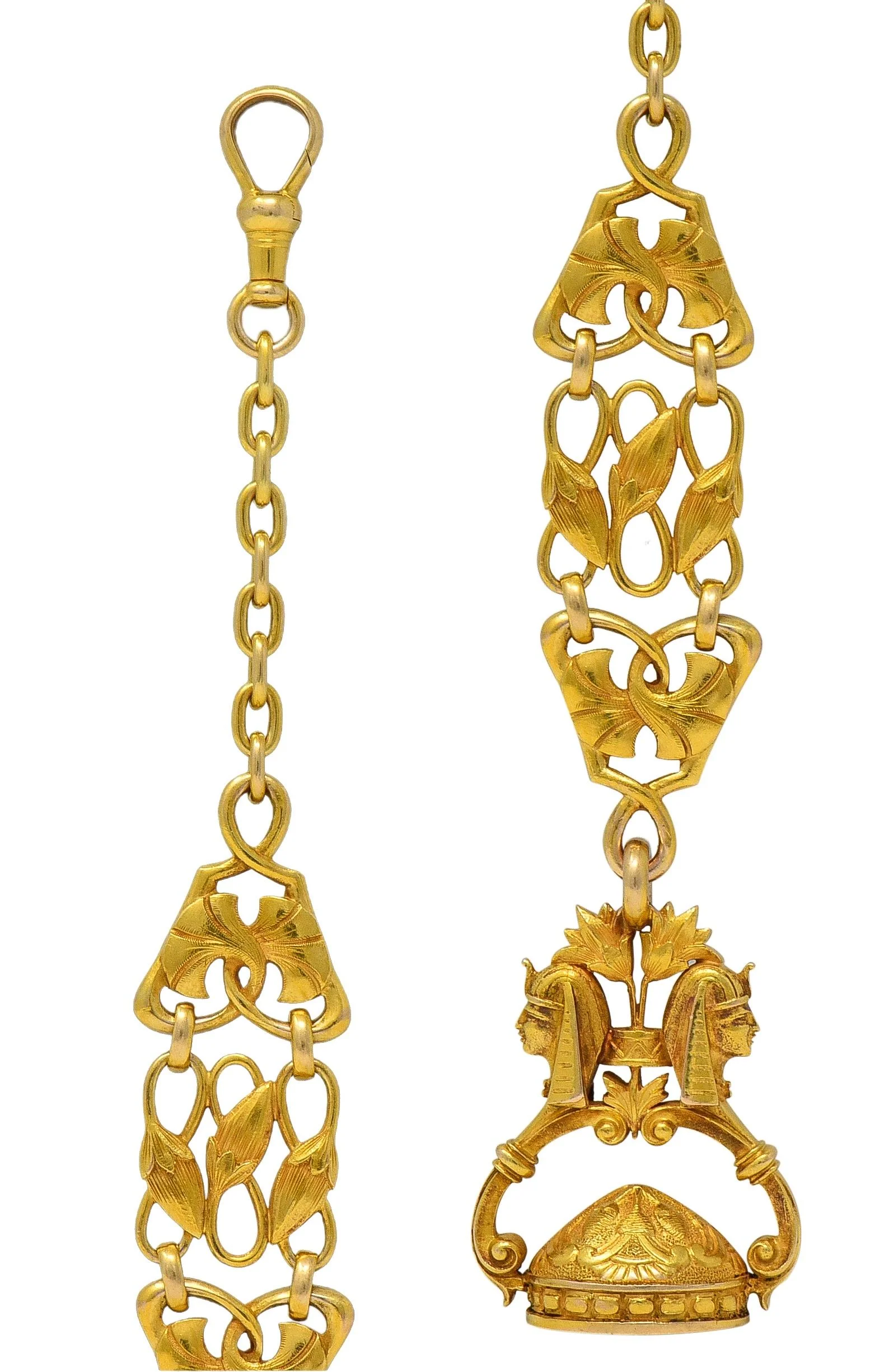 Carter Gough & Co. Egyptian Revival Art Nouveau 14 Karat Yellow Gold Antique Watch Fob Pendant - Image 2