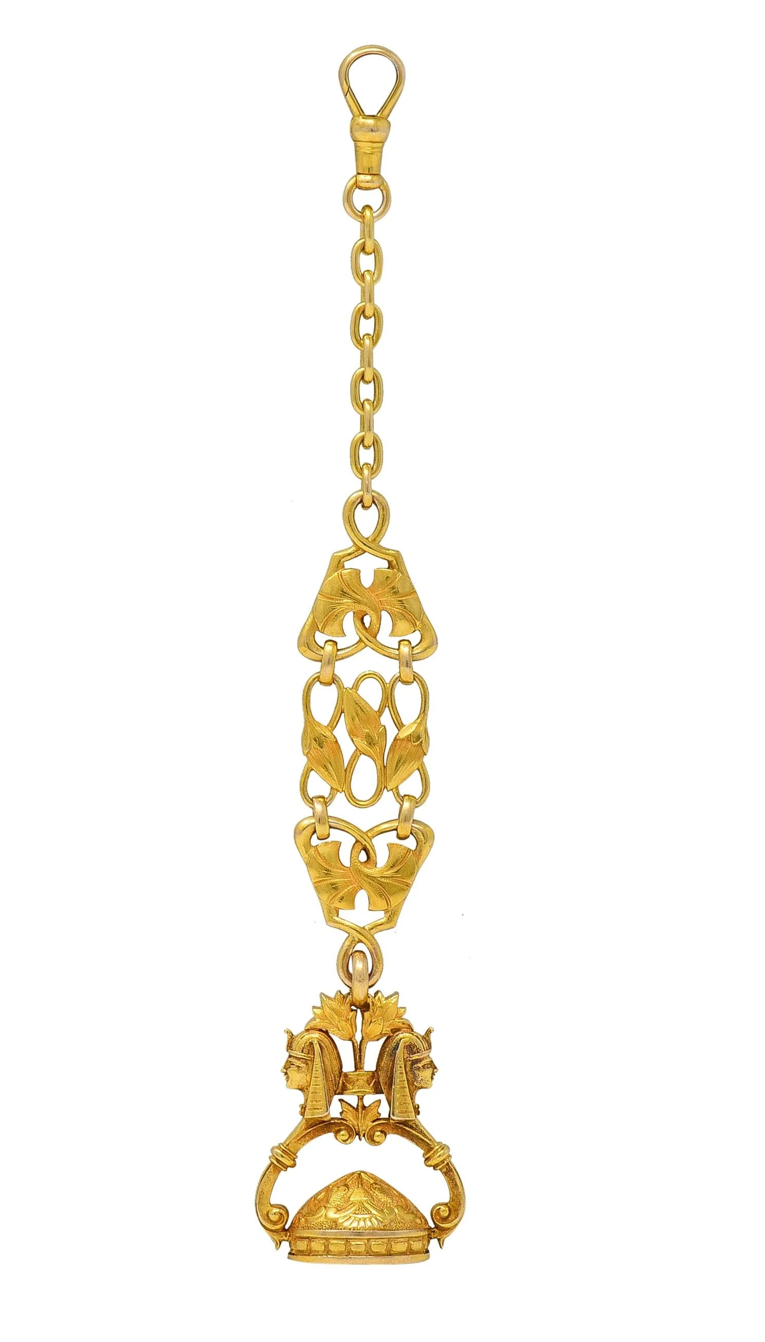 Carter Gough & Co. Egyptian Revival Art Nouveau 14 Karat Yellow Gold Antique Watch Fob Pendant - Image 6
