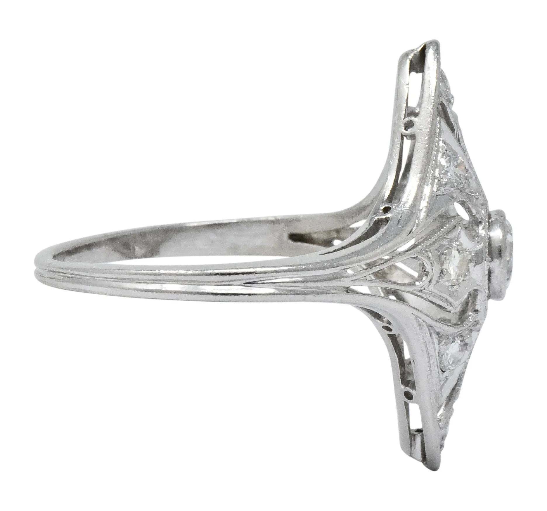 Carter & Gough Edwardian 0.50 CTW Diamond Platinum Navette Ring - Image 3