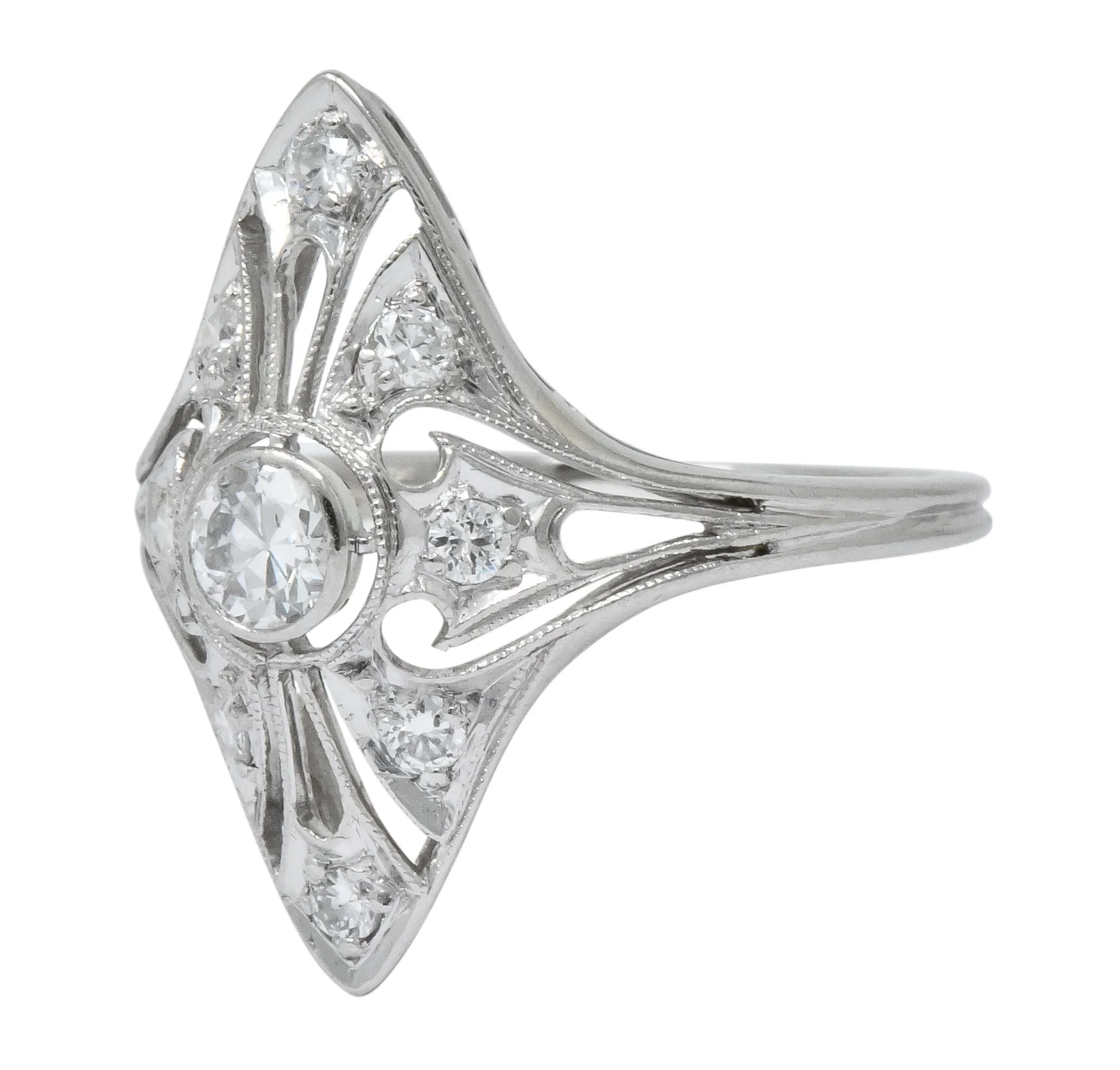 Carter & Gough Edwardian 0.50 CTW Diamond Platinum Navette Ring - Image 5