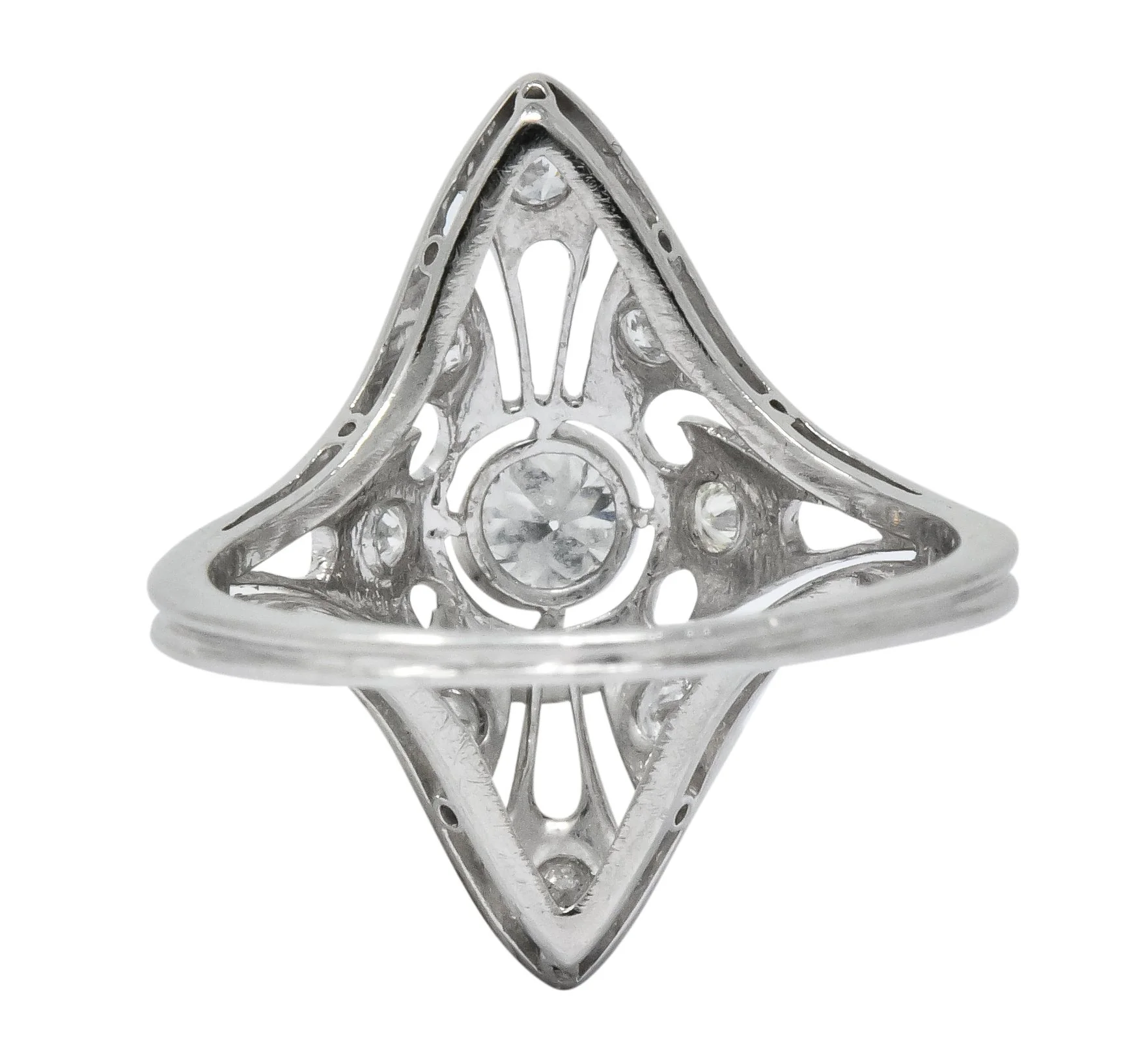 Carter & Gough Edwardian 0.50 CTW Diamond Platinum Navette Ring - Image 6