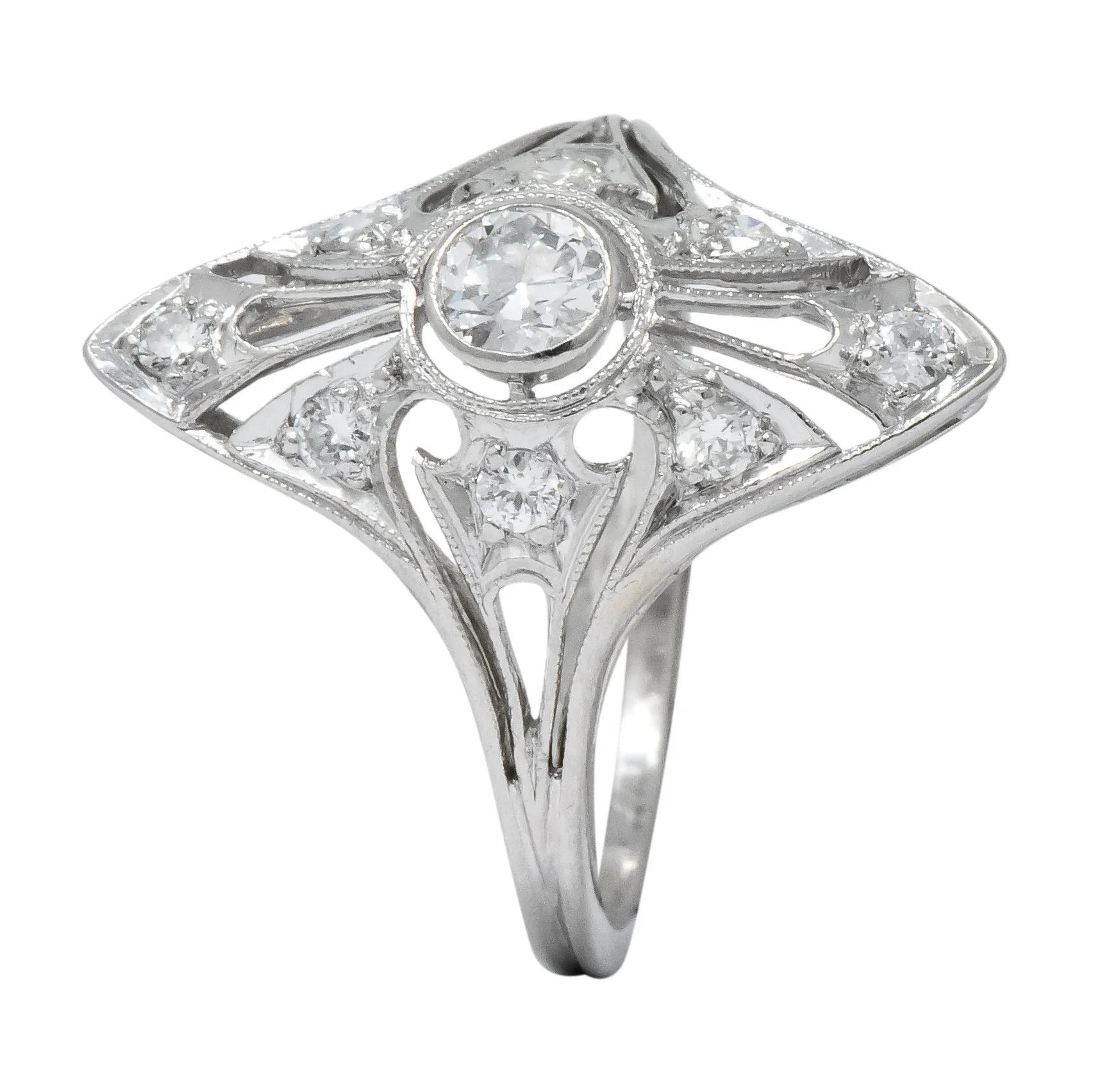 Carter & Gough Edwardian 0.50 CTW Diamond Platinum Navette Ring - Image 8