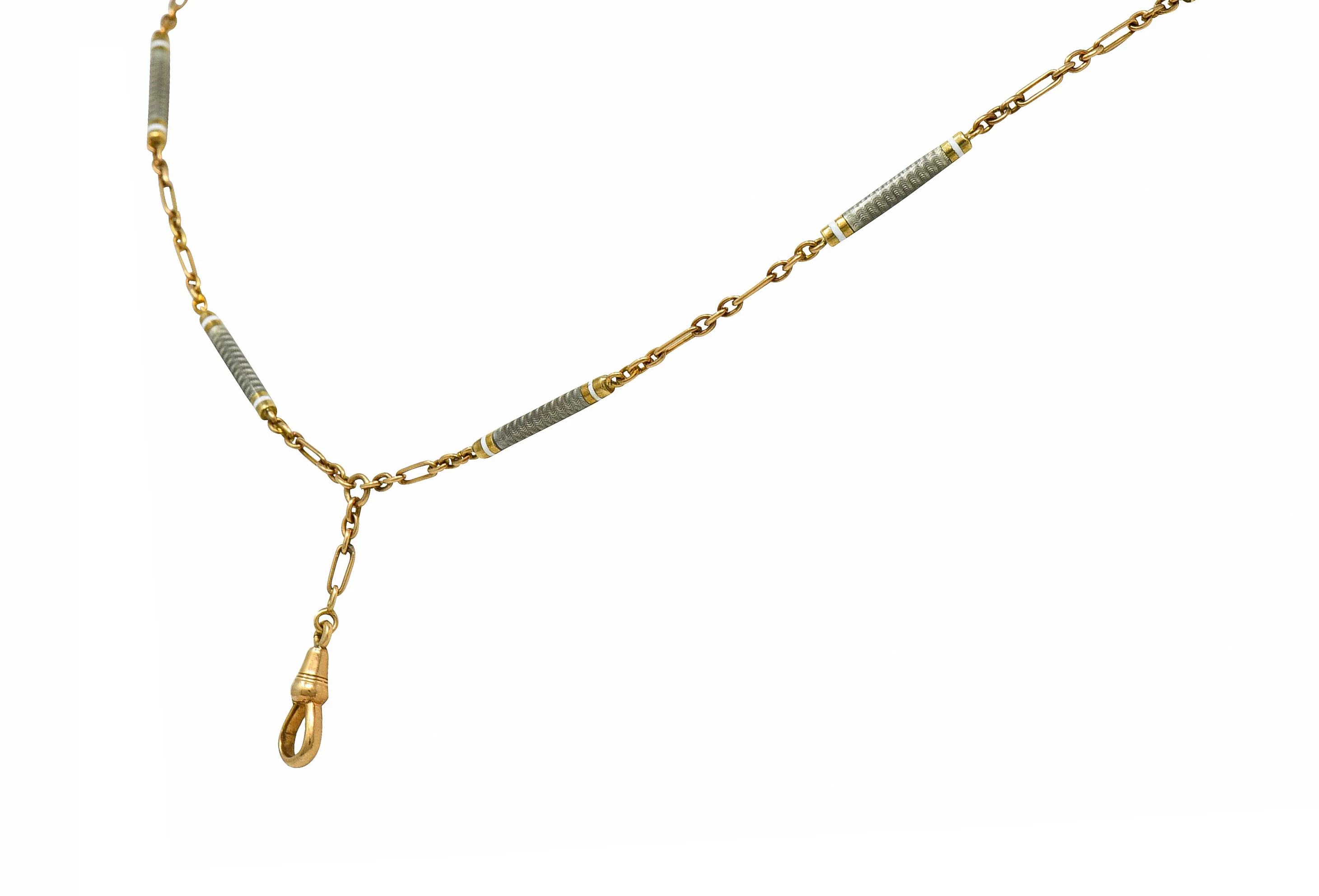 Carter & Gough Enamel 14 Karat Gold Barrel Link Chain Necklace - Image 4