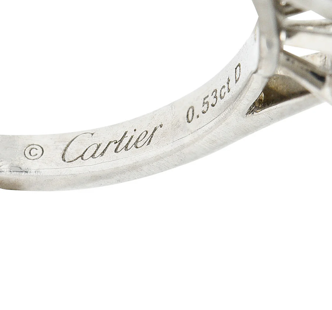 Cartier 0.53 CTW Diamond Platinum Engagement Ring GIA - Image 7