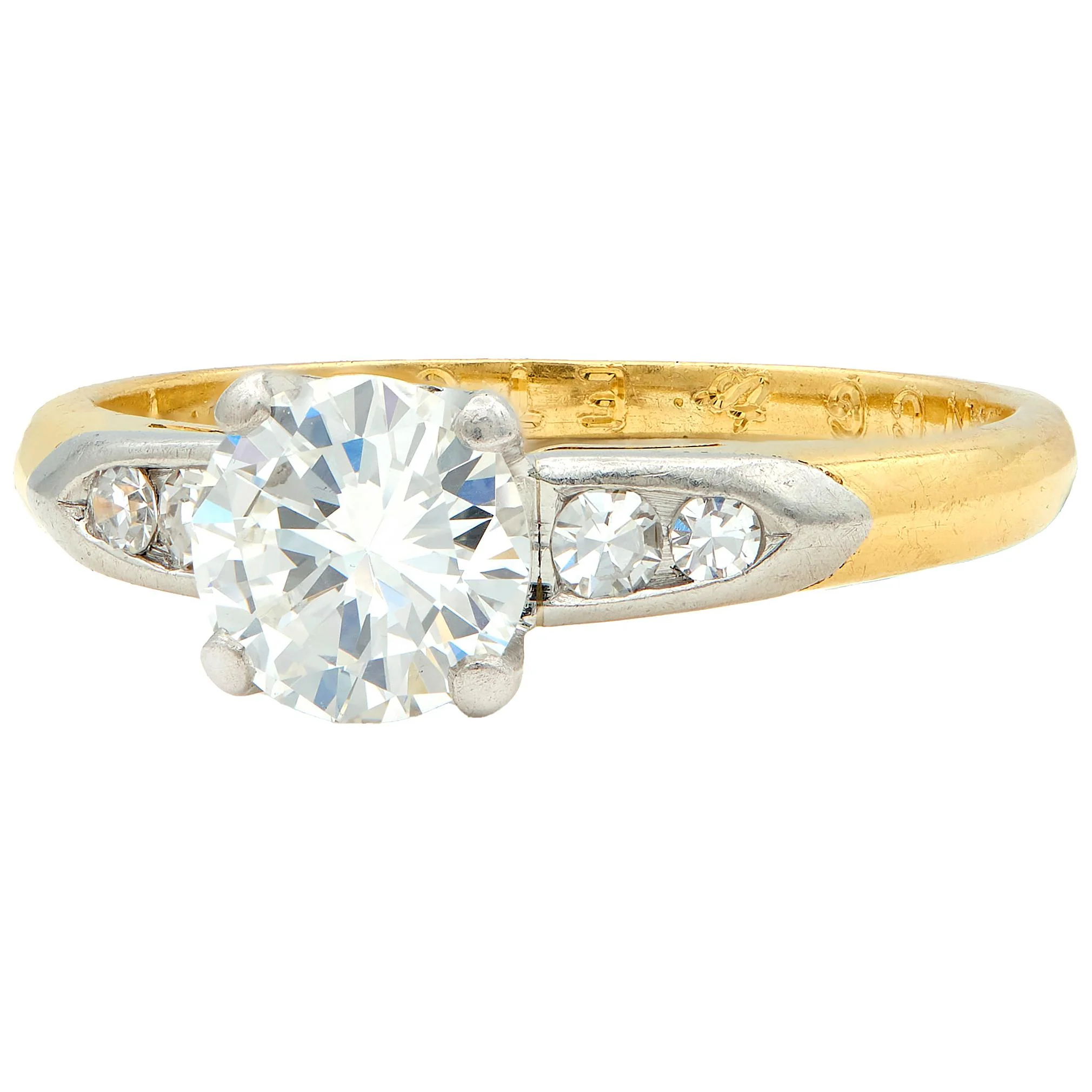 Cartier 0.73 CTW Transitional Cut Diamond Platinum 18 Karat Yellow Gold Engagement Ring - Image 6