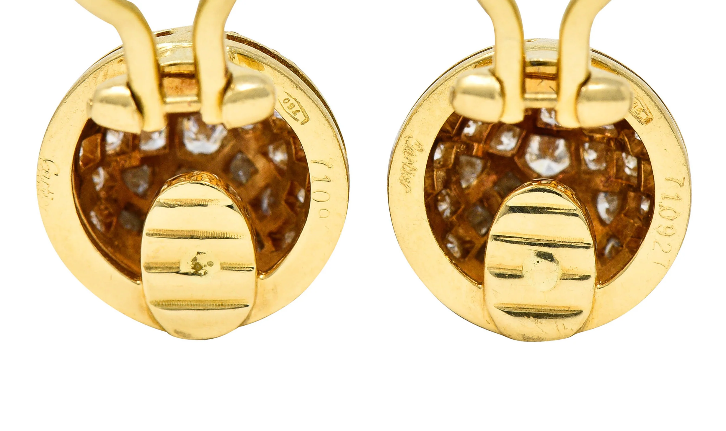 Cartier 1.10 CTW Pave Diamond 18 Karat Gold Dome Ear-Clip Earrings - Image 5