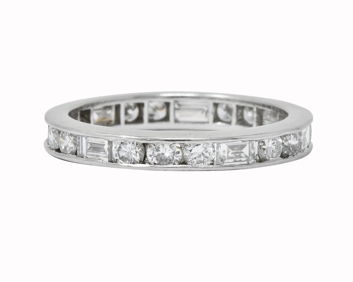 Cartier 1.75 CTW Round Brilliant Baguette Diamond Platinum Eternity Band Ring - Image 3