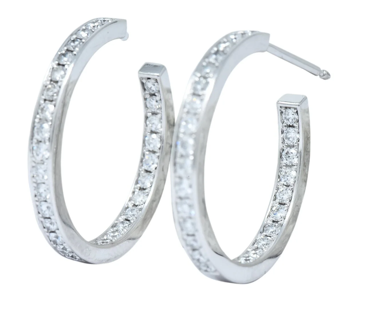 Cartier 1.80 CTW Diamond 18 Karat White Gold Contemporary In-Out Hoop Earrings - Image 2