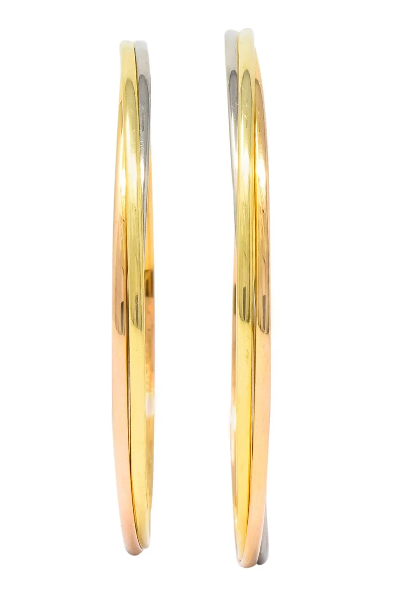 Cartier 18 Karat Gold Tri-Gold Trinity Hoop Earrings
