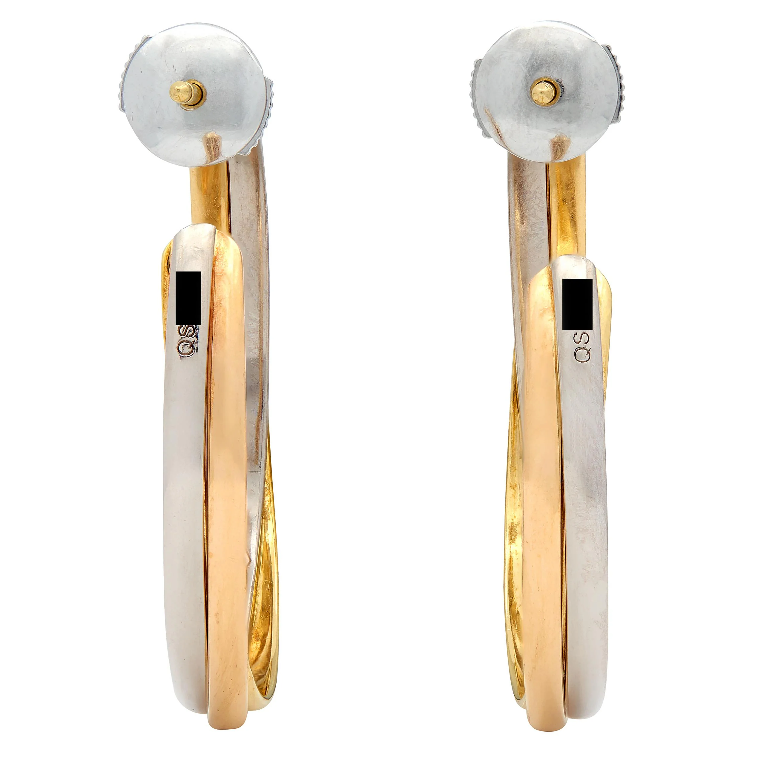 Cartier 18 Karat Tri-Colored Gold Contemporary Trinity Hoop Earrings - Image 4
