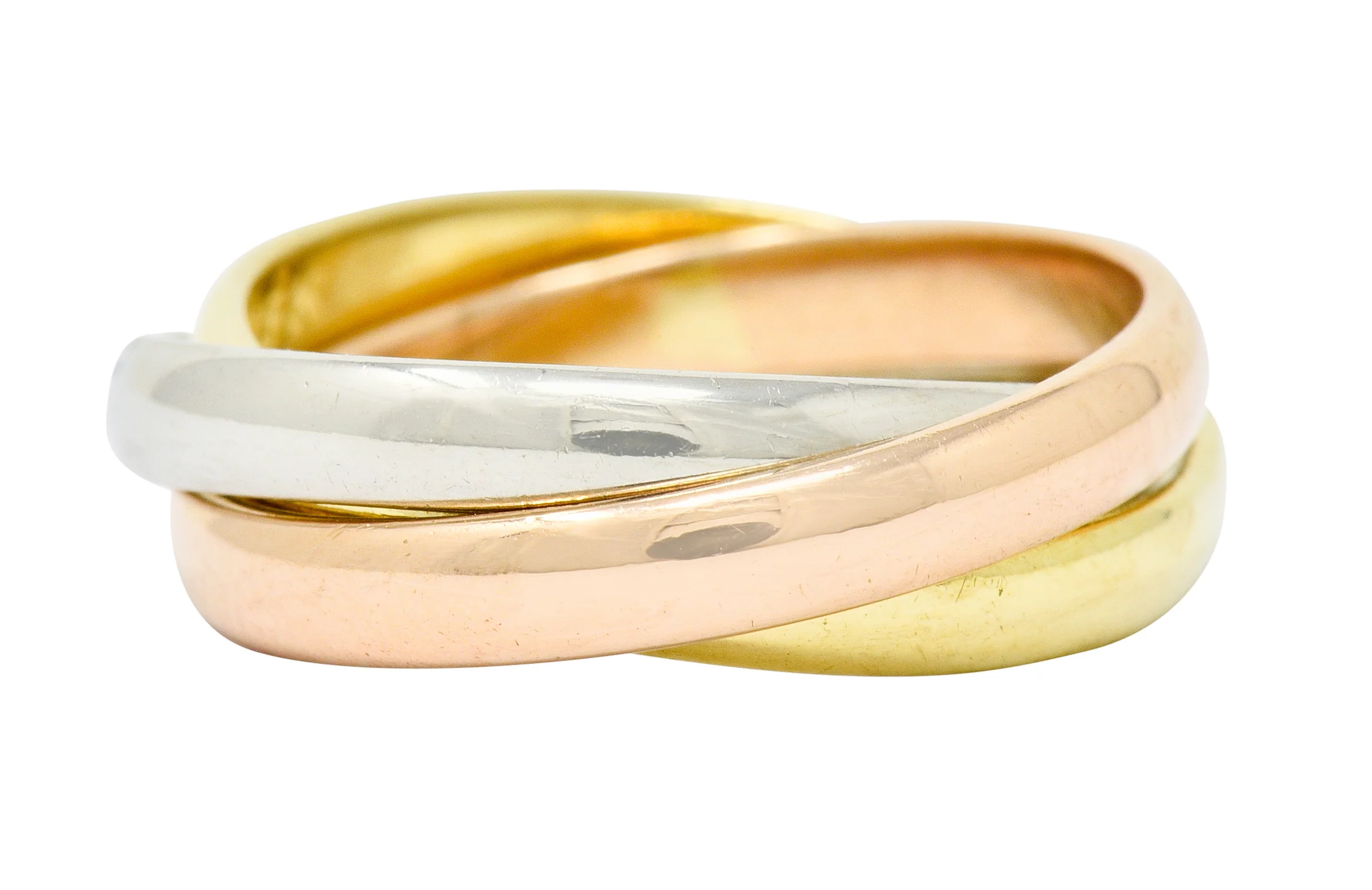Cartier 18 Karat Tri-Colored Gold Unisex Trinity Rolling Ring - Image 3