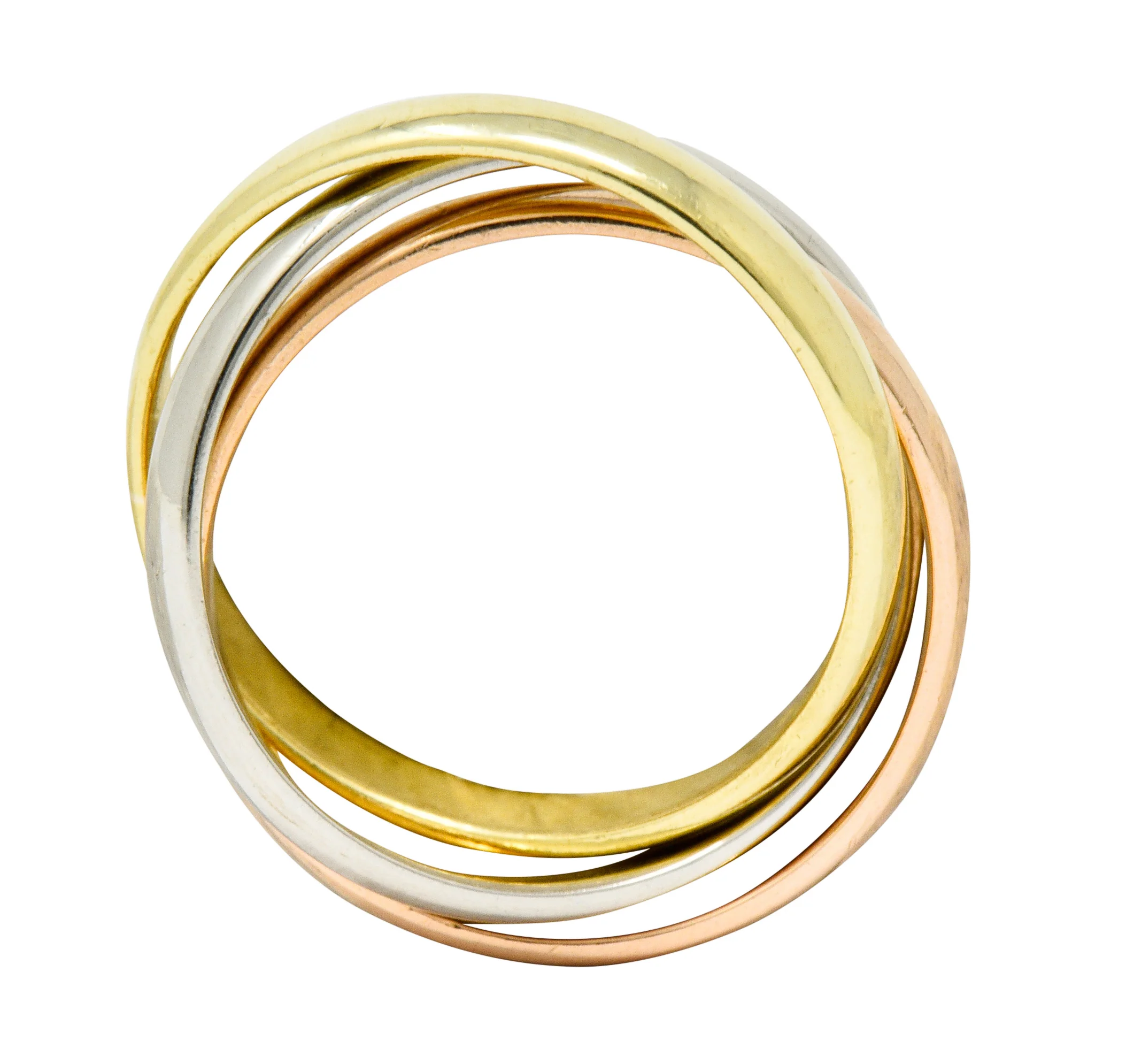 Cartier 18 Karat Tri-Colored Gold Unisex Trinity Rolling Ring - Image 4
