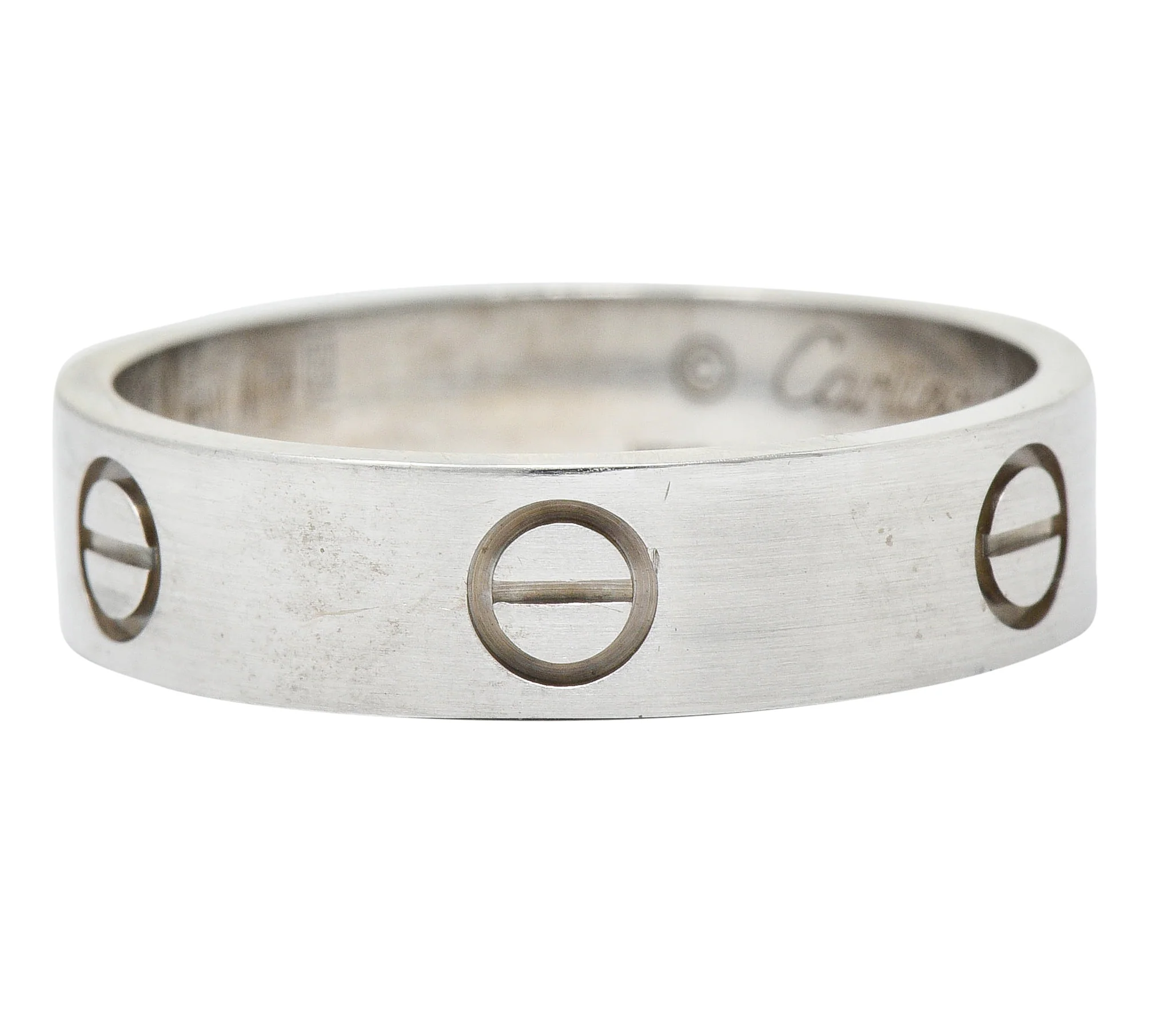 Cartier 18 Karat White Gold Men's Vintage Love Band Ring - Image 4