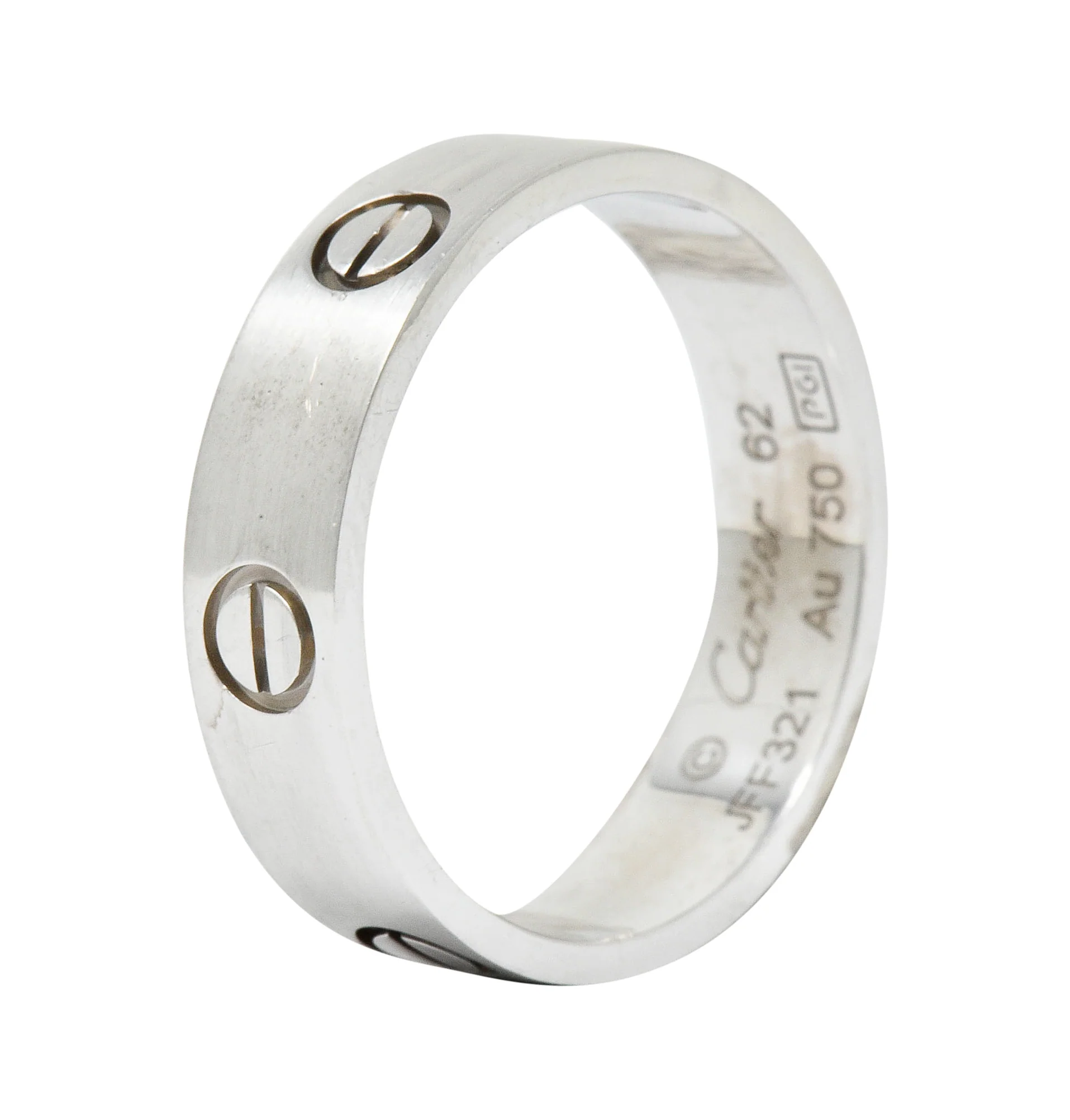 Cartier 18 Karat White Gold Men's Vintage Love Band Ring - Image 6