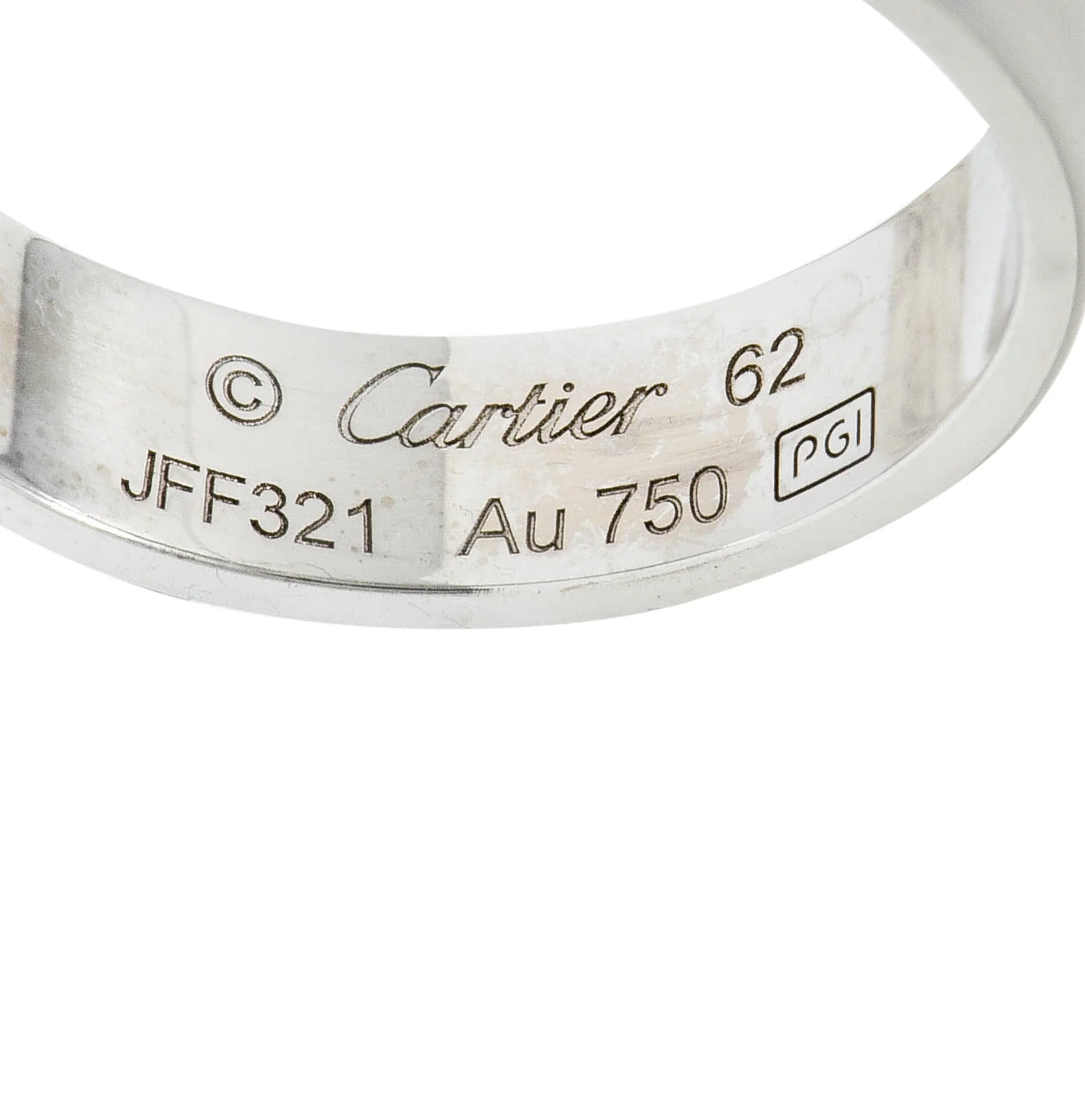 Cartier 18 Karat White Gold Men's Vintage Love Band Ring - Image 7