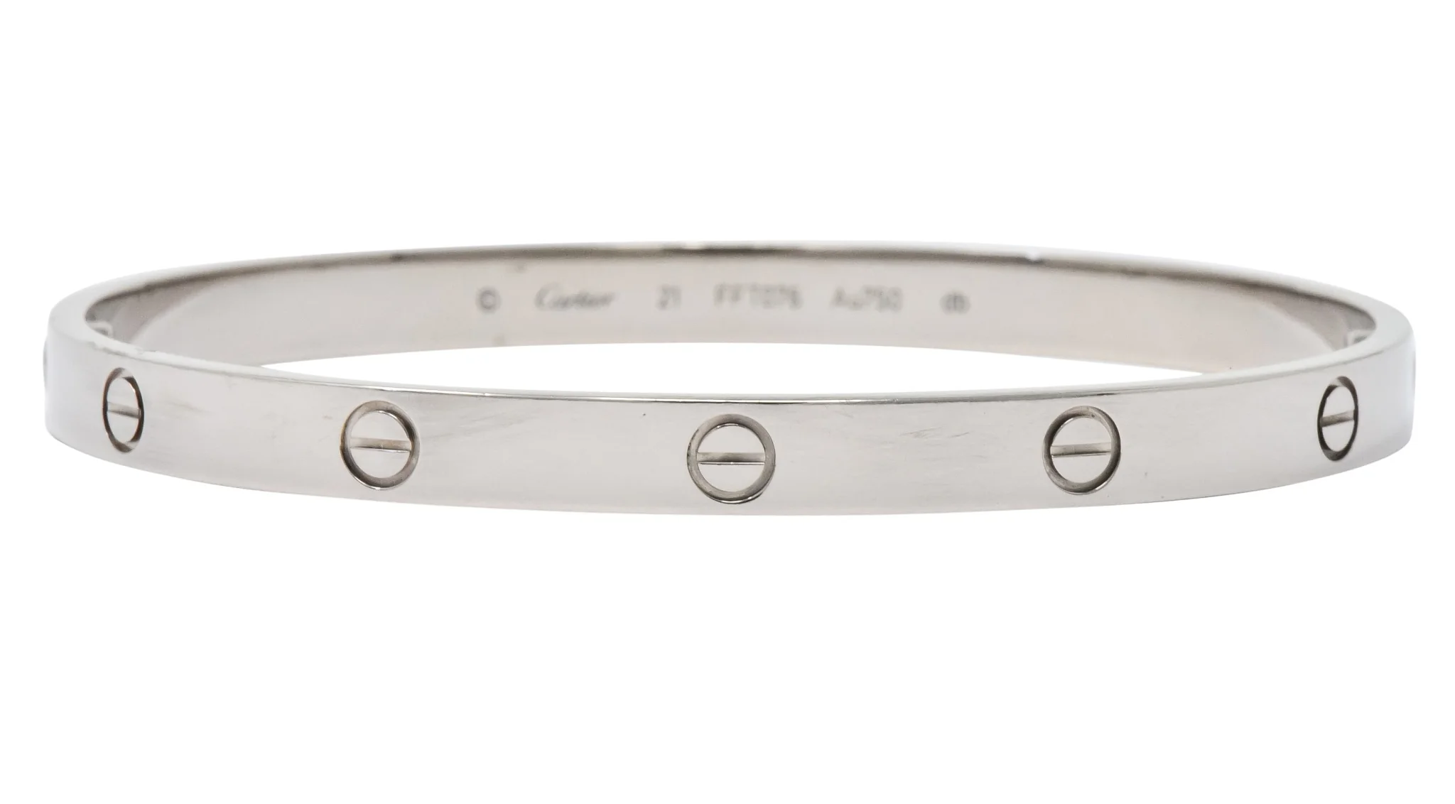 Cartier 18 Karat White Gold Unisex Love Bangle Bracelet Large - Image 2