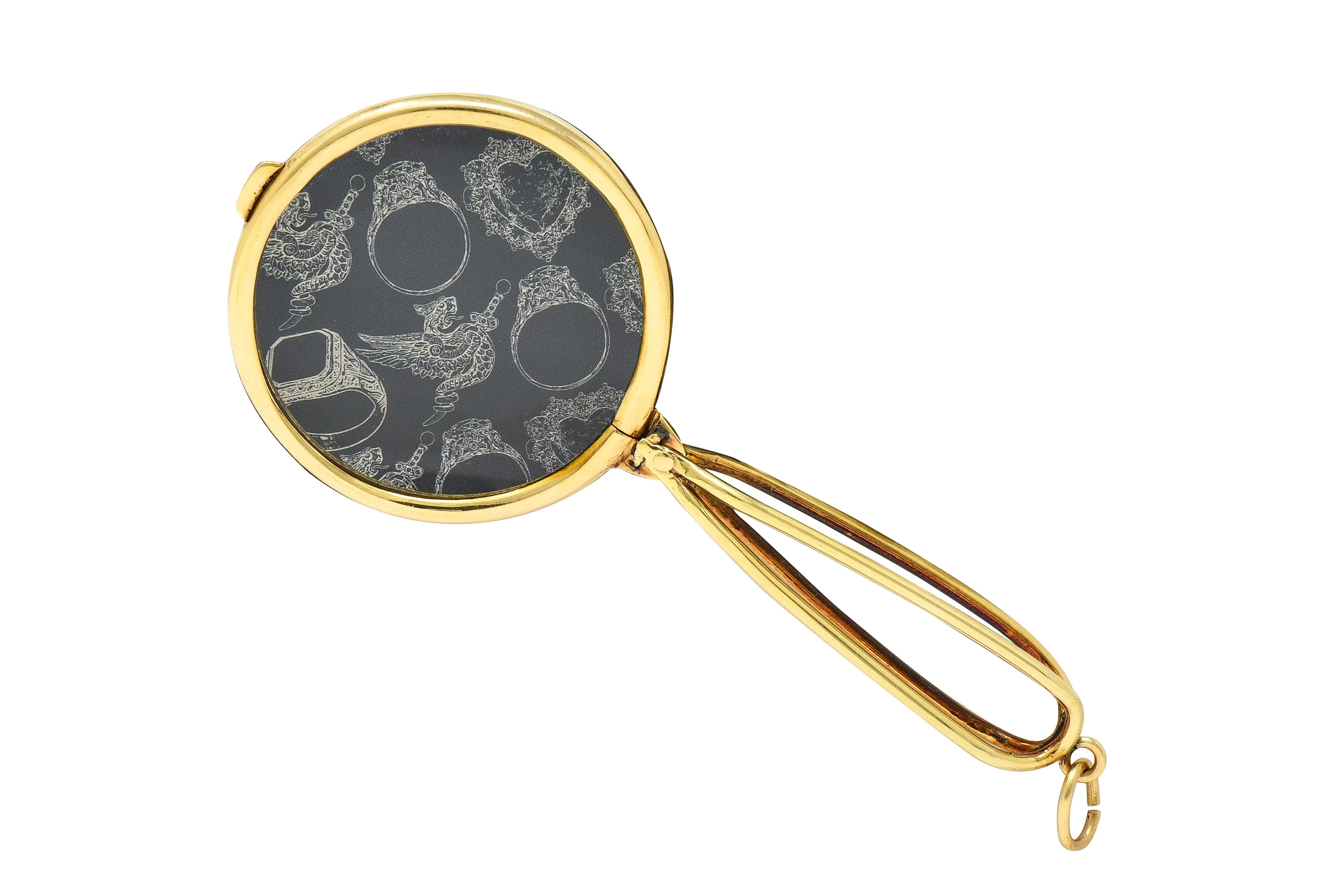 Cartier 1940's 14 Karat Yellow Gold Magnifying Glass Vintage Pendant - Image 10