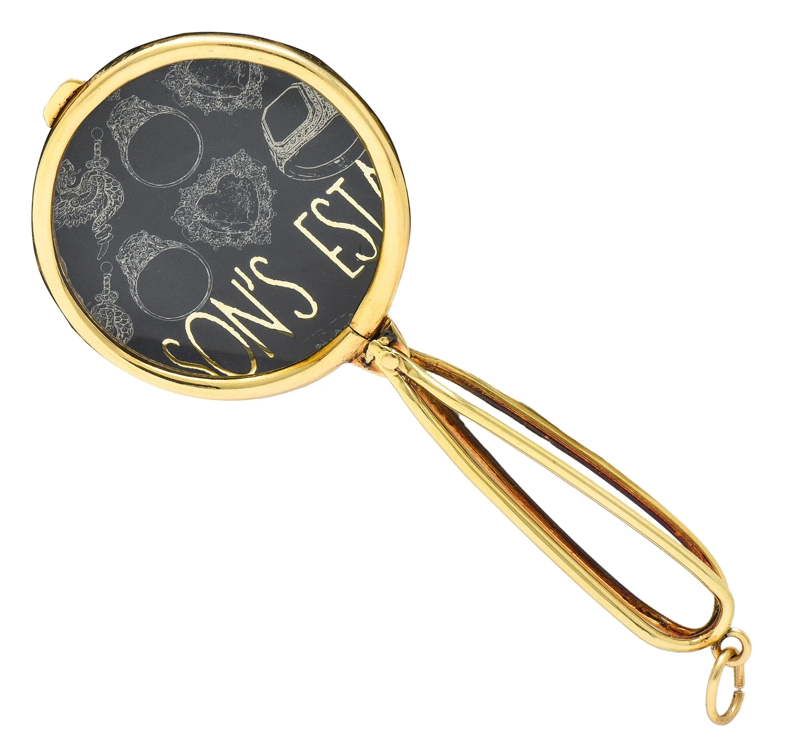 Cartier 1940's 14 Karat Yellow Gold Magnifying Glass Vintage Pendant - Image 2