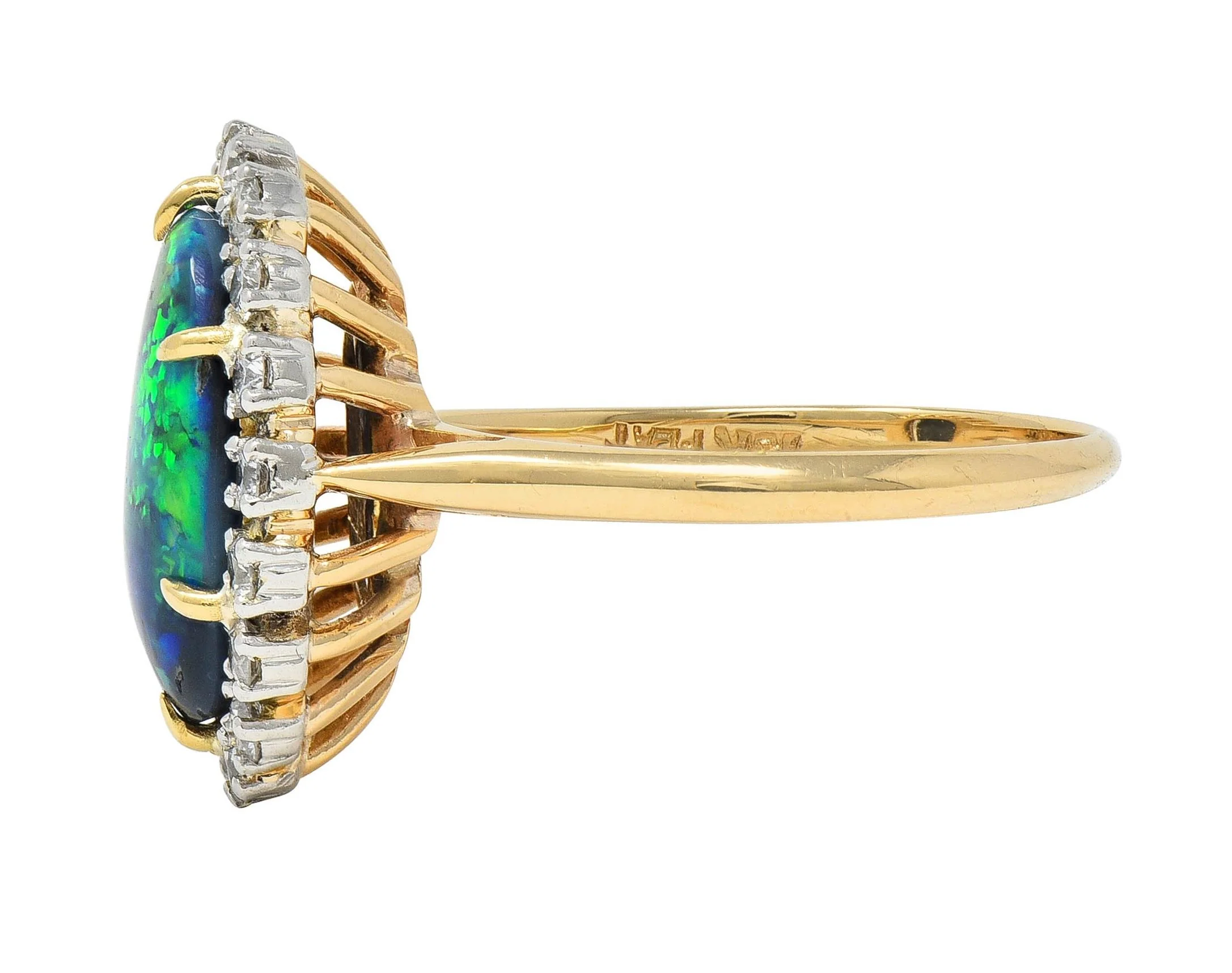 Cartier 1960's Diamond Opal Platinum 18 Karat Gold Vintage Halo Ring - Image 5