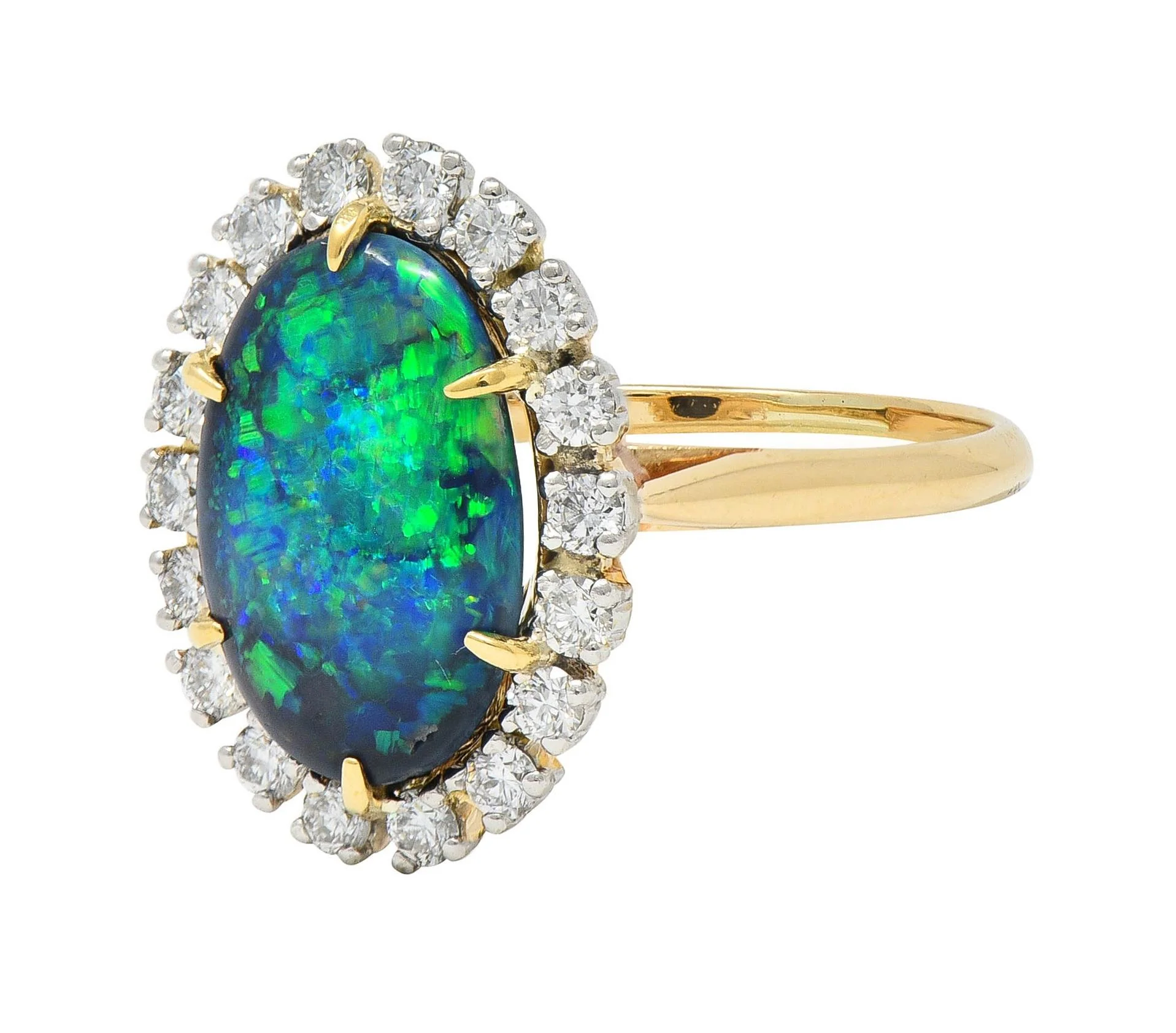 Cartier 1960's Diamond Opal Platinum 18 Karat Gold Vintage Halo Ring - Image 7