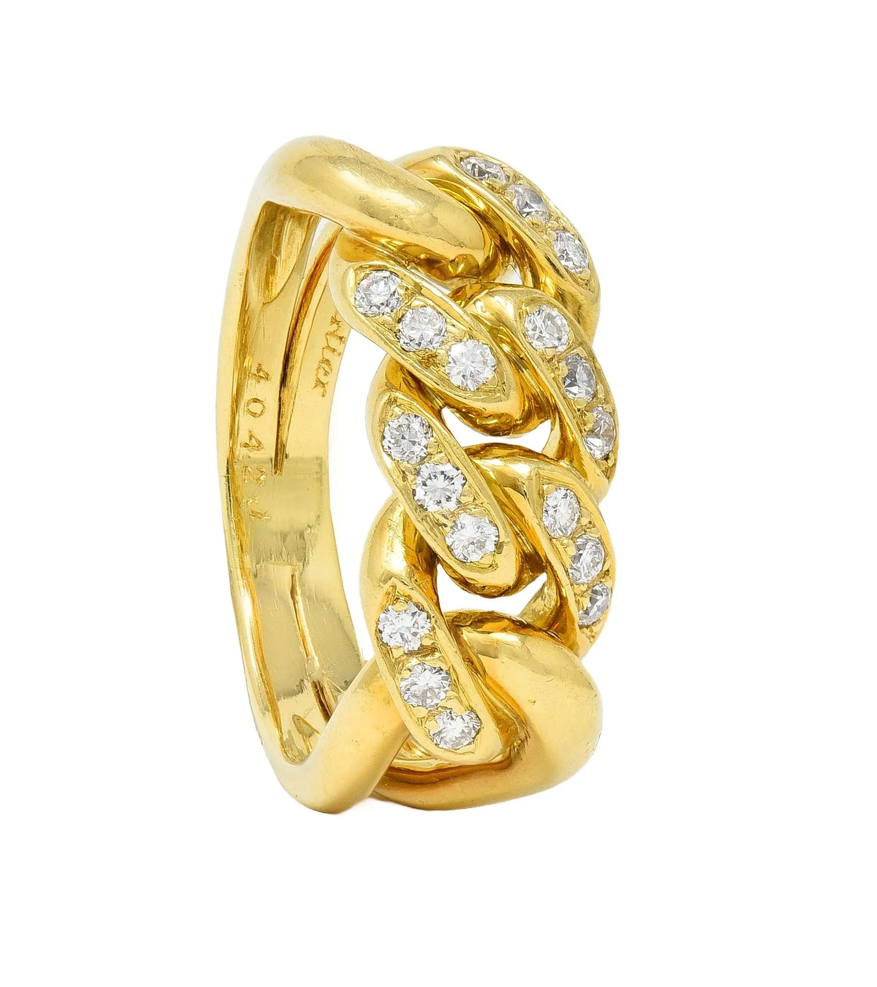 Cartier 1970's 0.54 CTW Diamond 18 Karat Yellow Gold Vintage Chain Link Ring - Image 10
