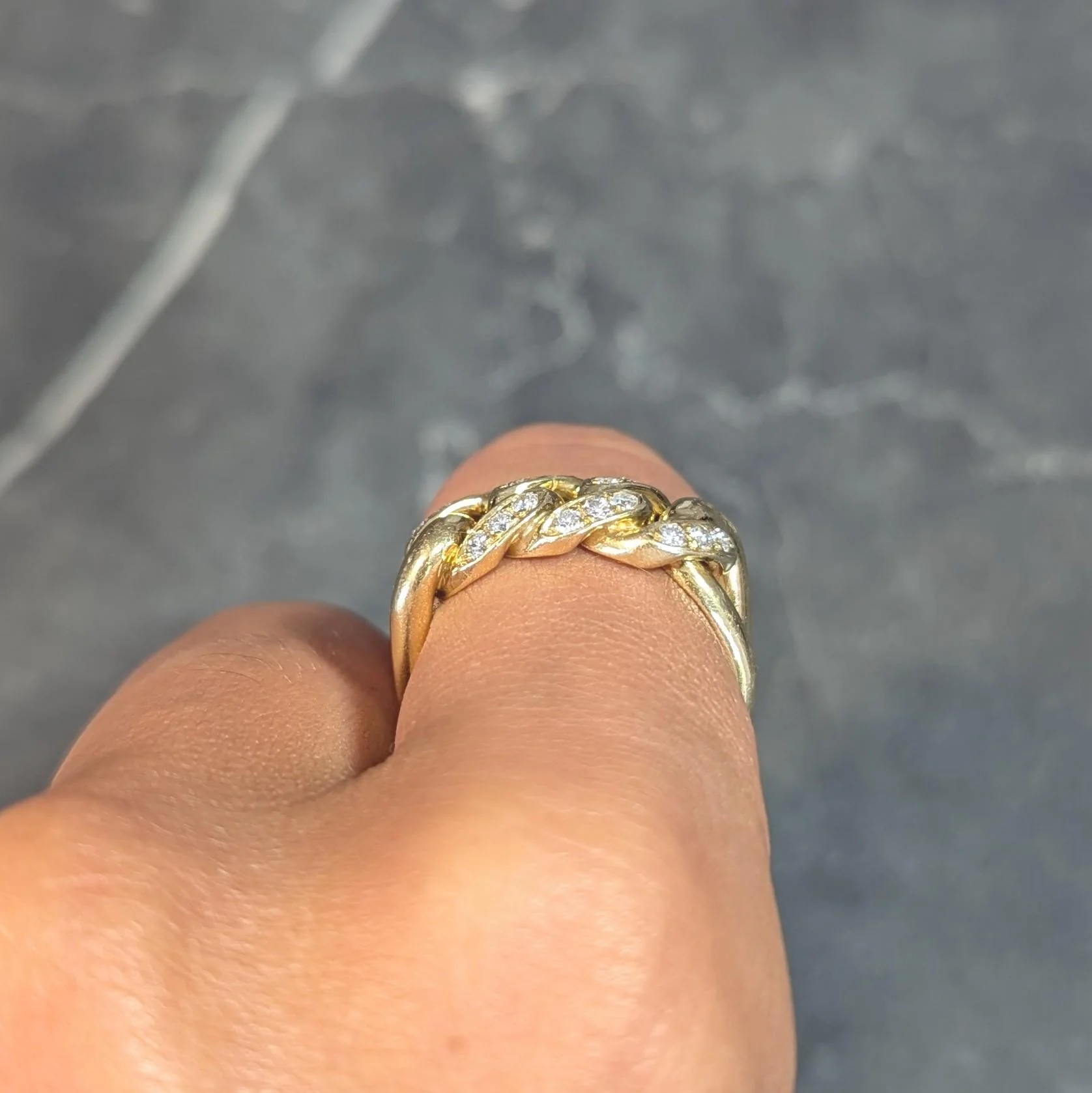 Cartier 1970's 0.54 CTW Diamond 18 Karat Yellow Gold Vintage Chain Link Ring - Image 13