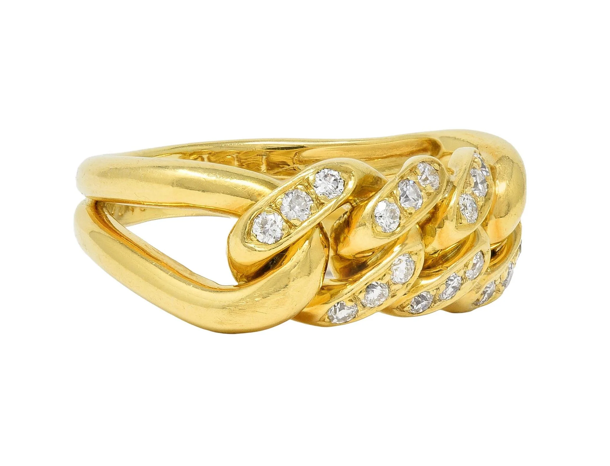 Cartier 1970's 0.54 CTW Diamond 18 Karat Yellow Gold Vintage Chain Link Ring - Image 2
