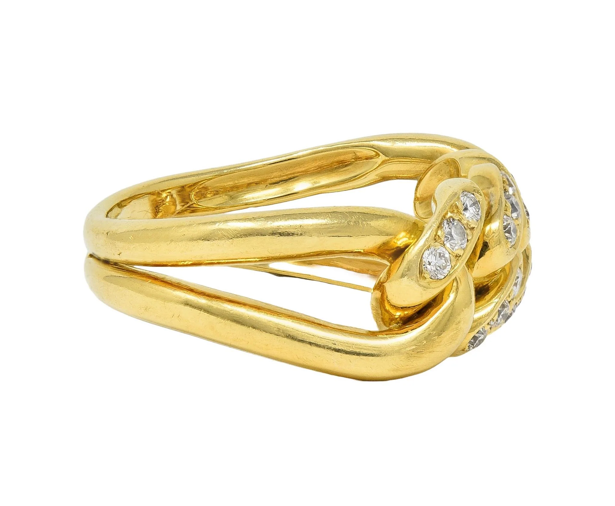 Cartier 1970's 0.54 CTW Diamond 18 Karat Yellow Gold Vintage Chain Link Ring - Image 3