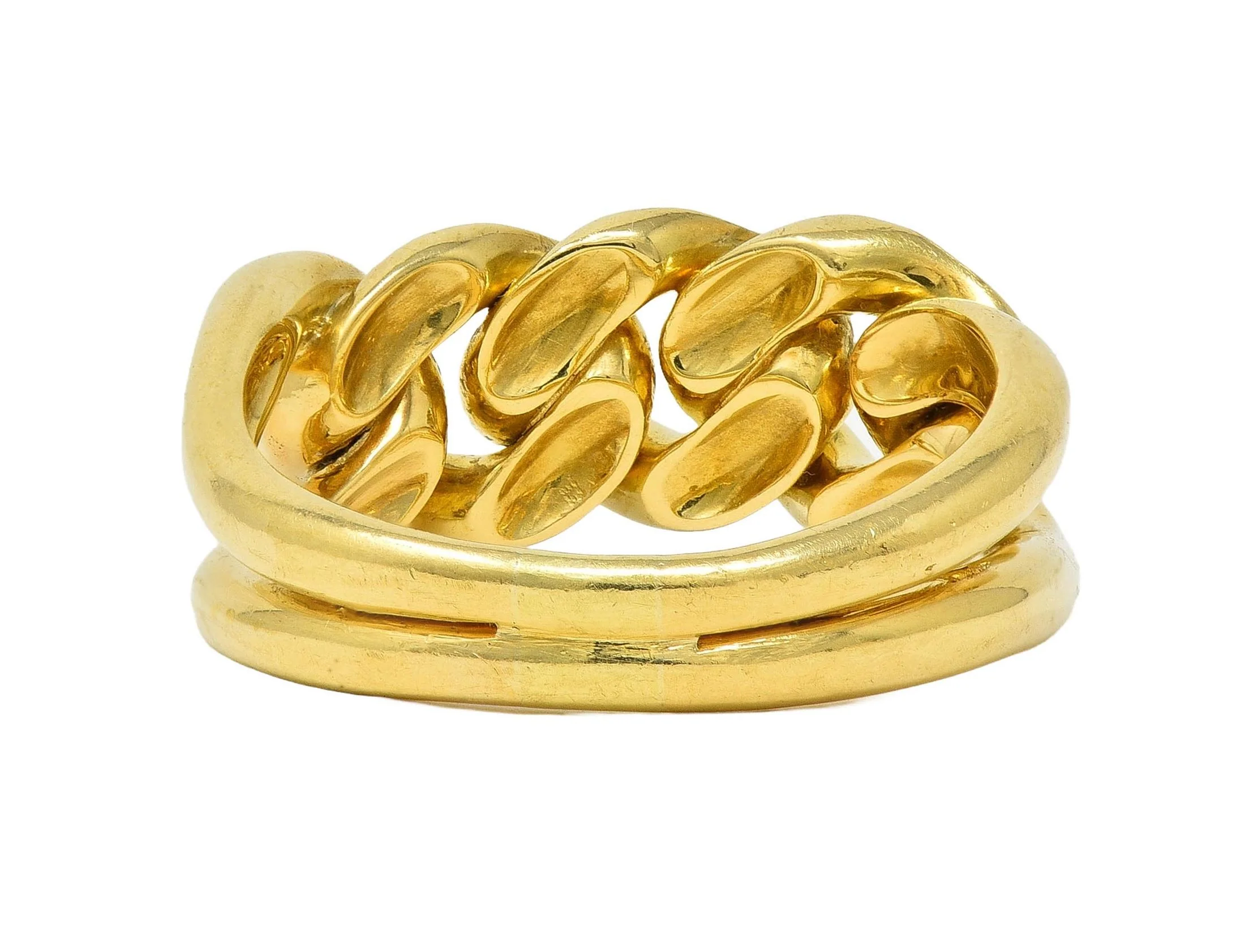 Cartier 1970's 0.54 CTW Diamond 18 Karat Yellow Gold Vintage Chain Link Ring - Image 4
