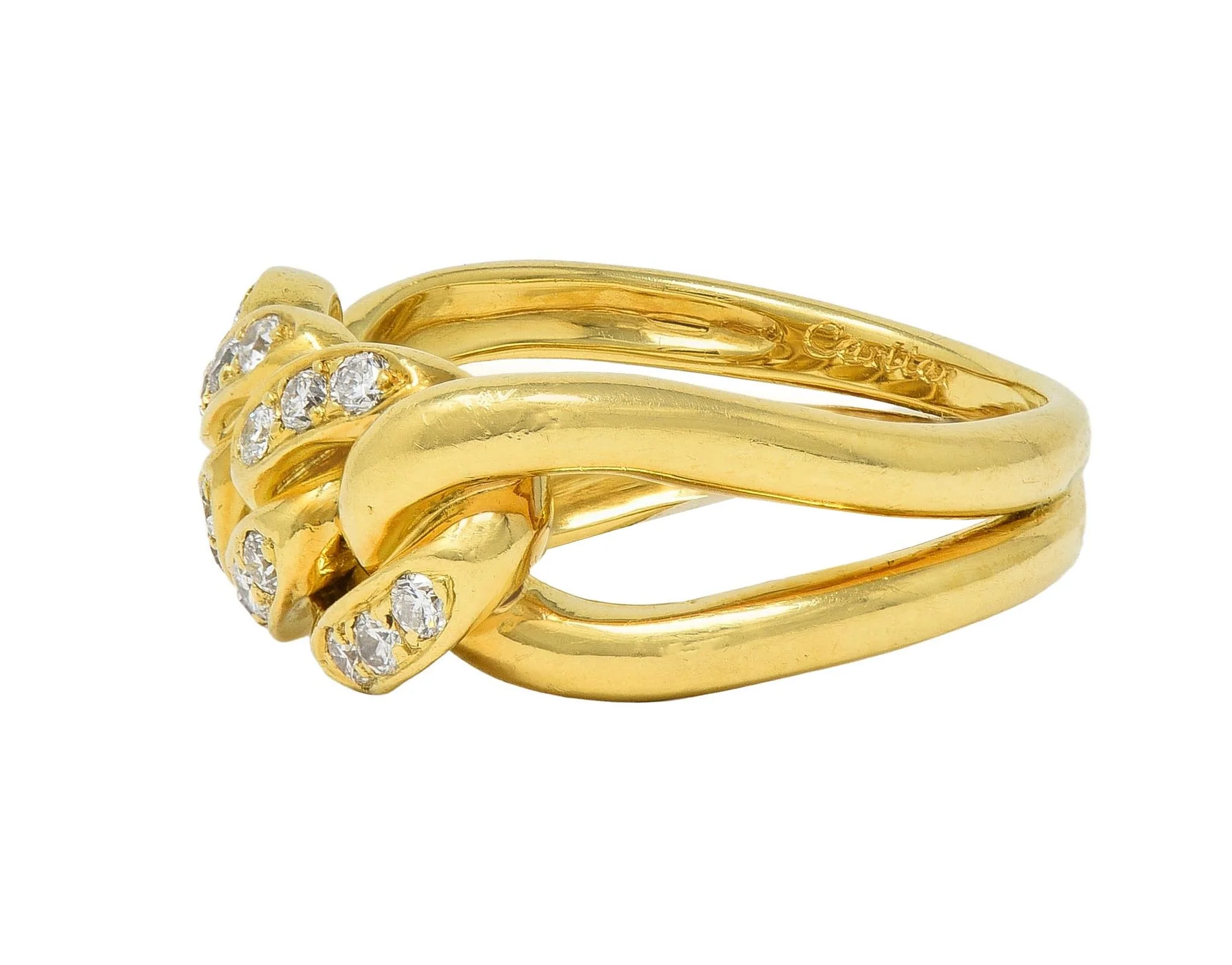 Cartier 1970's 0.54 CTW Diamond 18 Karat Yellow Gold Vintage Chain Link Ring - Image 5