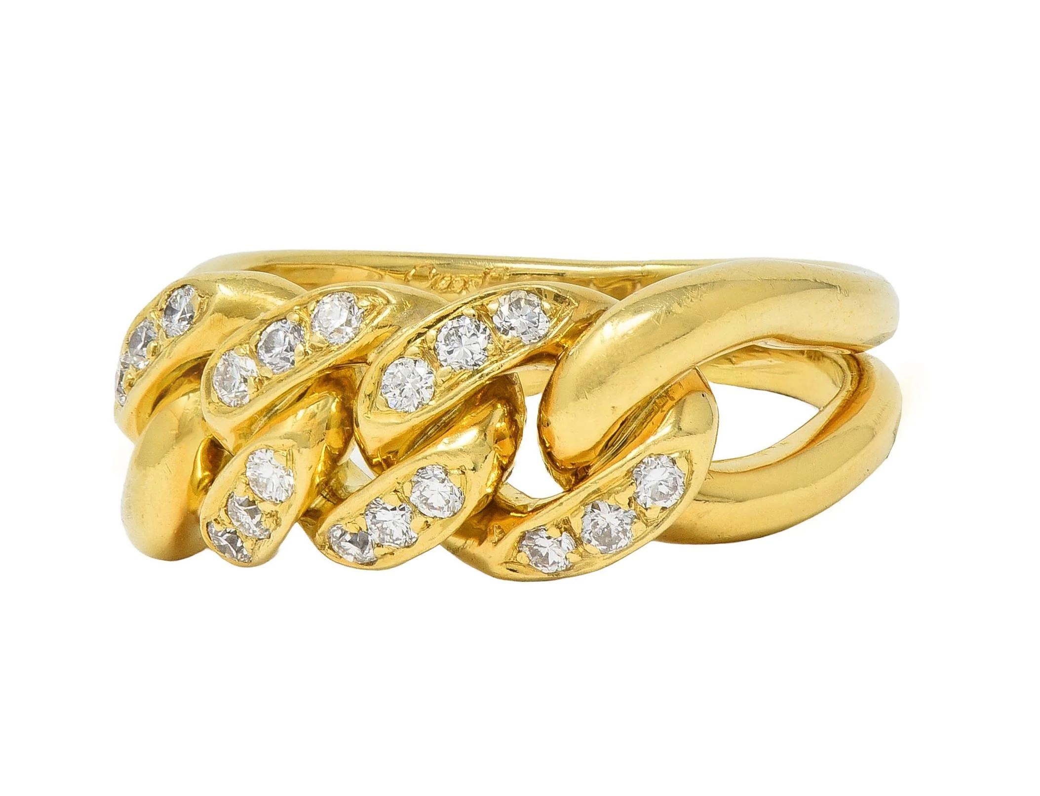 Cartier 1970's 0.54 CTW Diamond 18 Karat Yellow Gold Vintage Chain Link Ring - Image 6