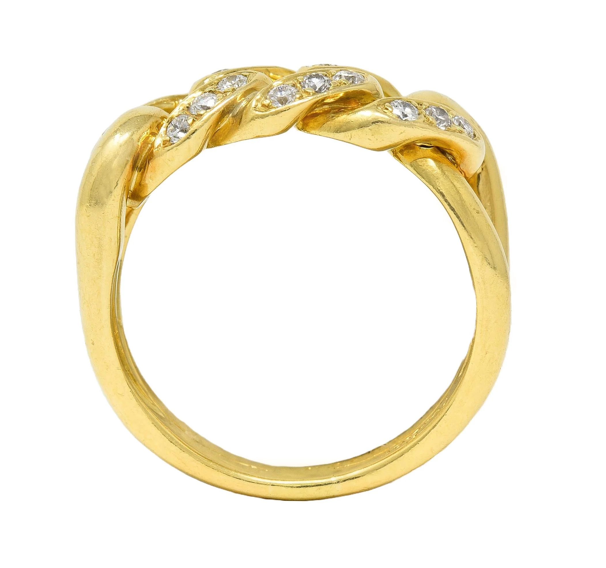 Cartier 1970's 0.54 CTW Diamond 18 Karat Yellow Gold Vintage Chain Link Ring - Image 9