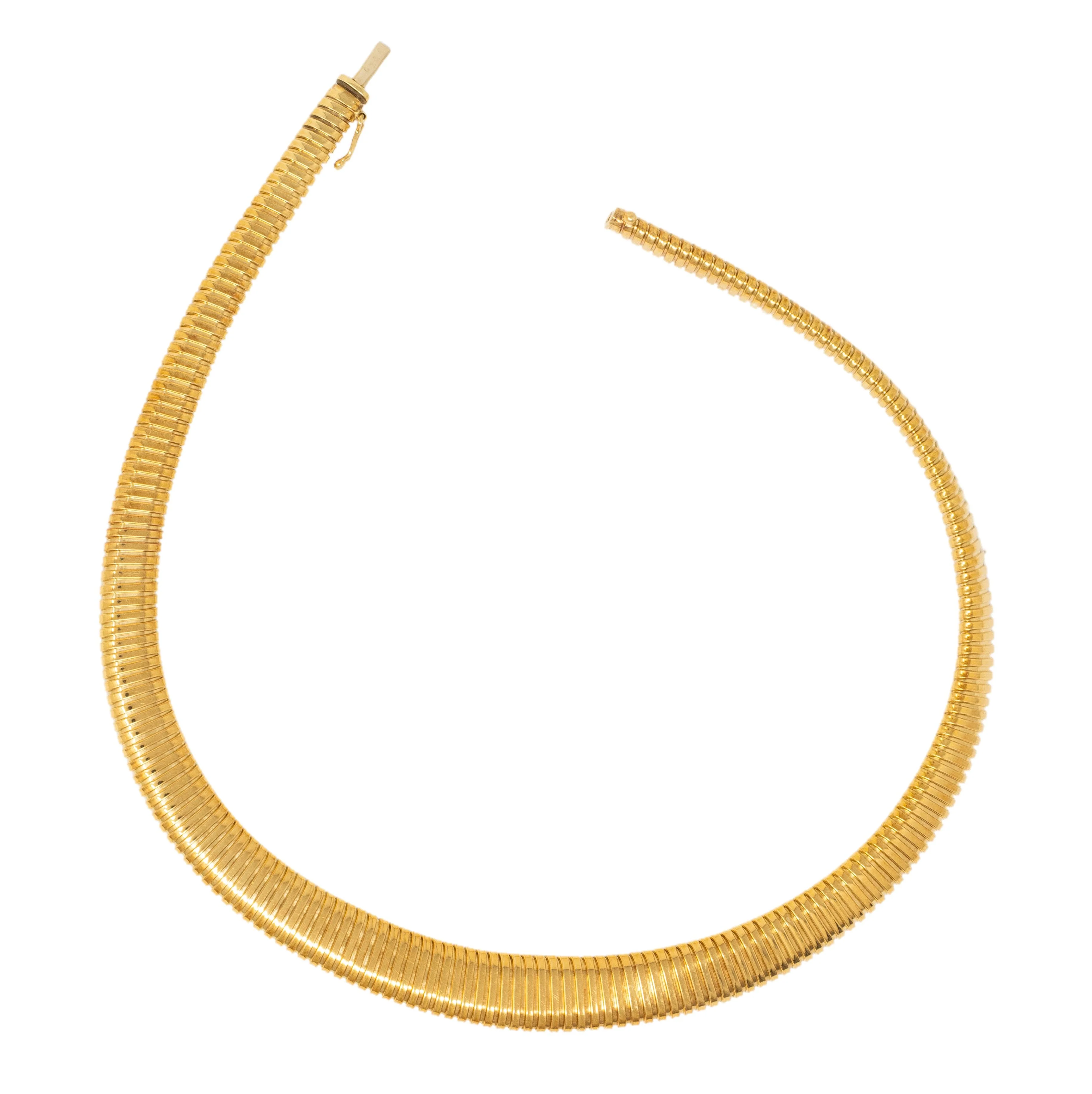 Cartier 1980's 18 Karat Yellow Gold Vintage Graduated Tubogas Collar Necklace - Image 3