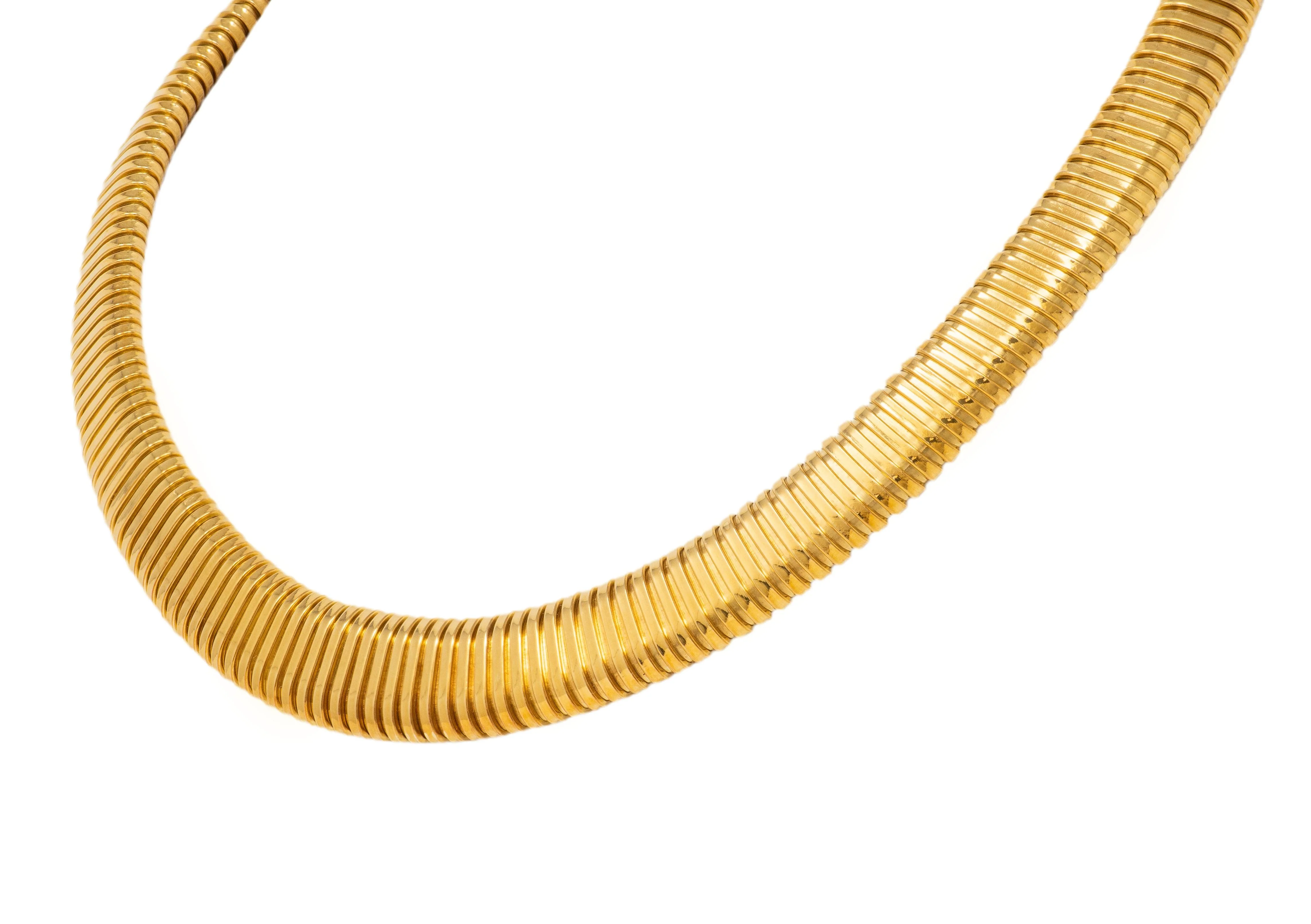 Cartier 1980's 18 Karat Yellow Gold Vintage Graduated Tubogas Collar Necklace - Image 4