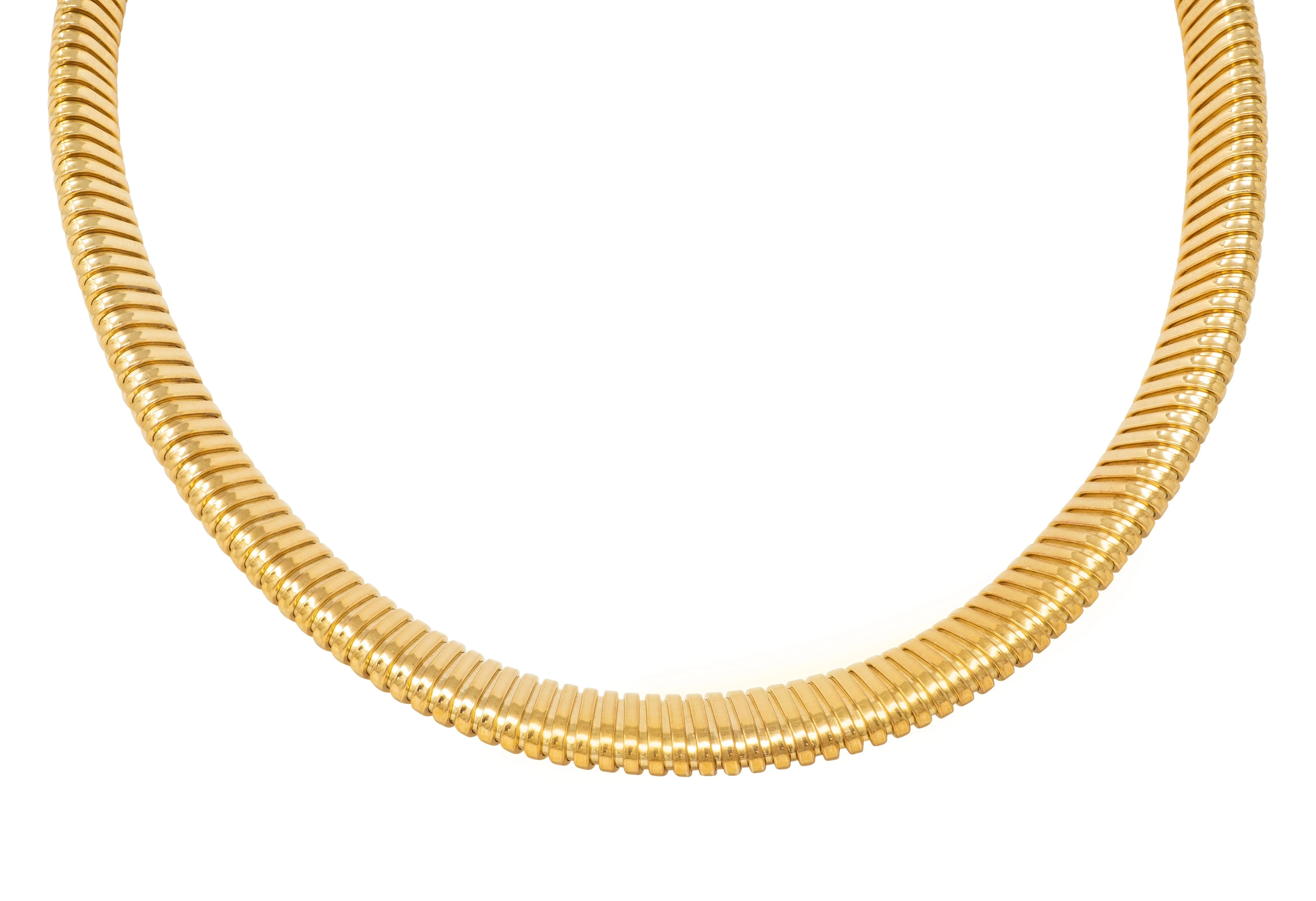 Cartier 1980's 18 Karat Yellow Gold Vintage Graduated Tubogas Collar Necklace - Image 5