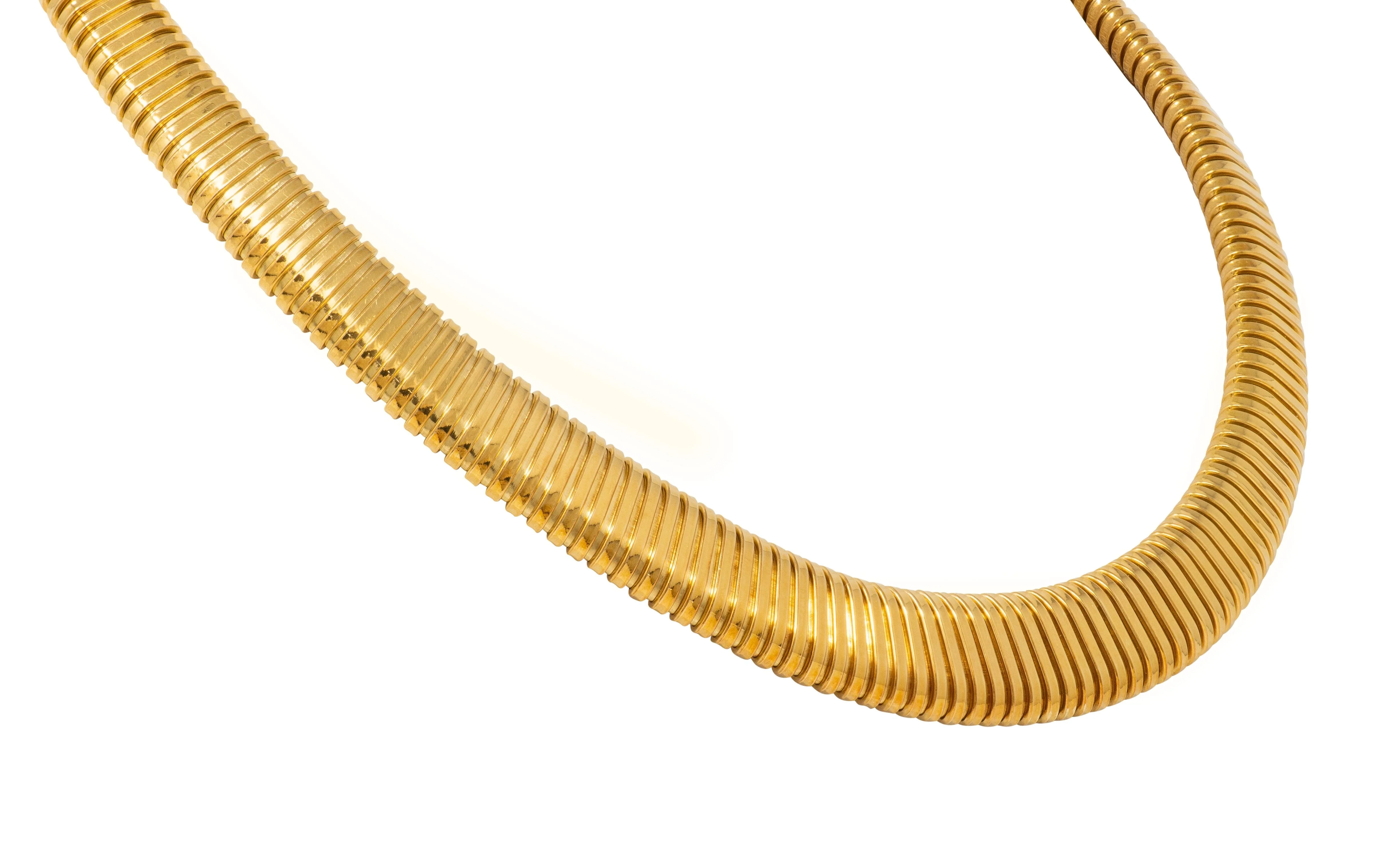 Cartier 1980's 18 Karat Yellow Gold Vintage Graduated Tubogas Collar Necklace - Image 6