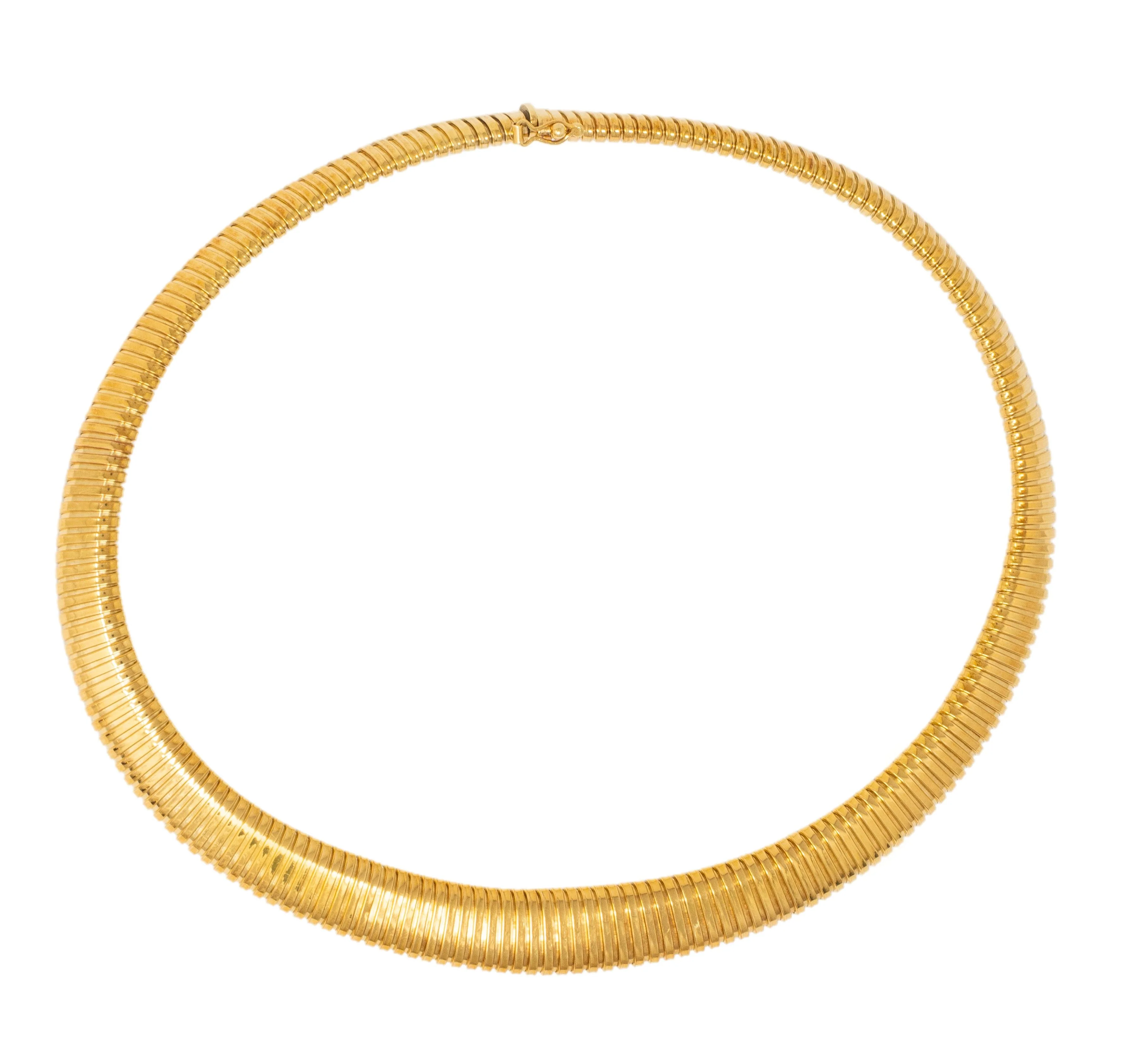 Cartier 1980's 18 Karat Yellow Gold Vintage Graduated Tubogas Collar Necklace - Image 9