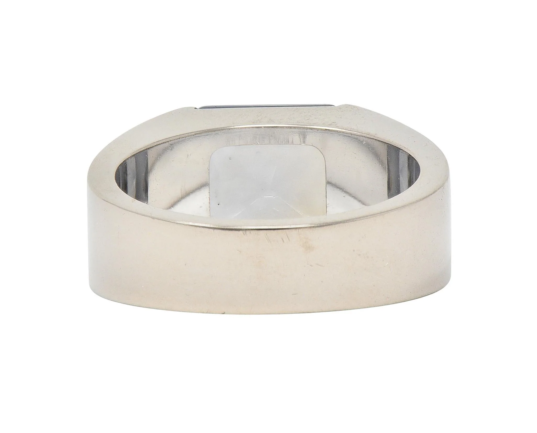 Cartier 2000 Gray Moonstone 18 Karat White Gold Vintage Tank Band Ring - Image 4