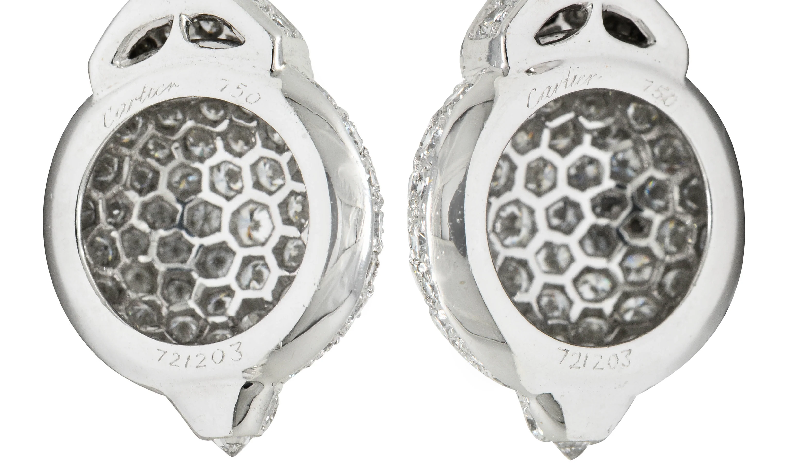 Cartier 7.50 CTW Diamond 18 Karat White Gold Vintage Drop Ear-Clip Earrings - Image 5
