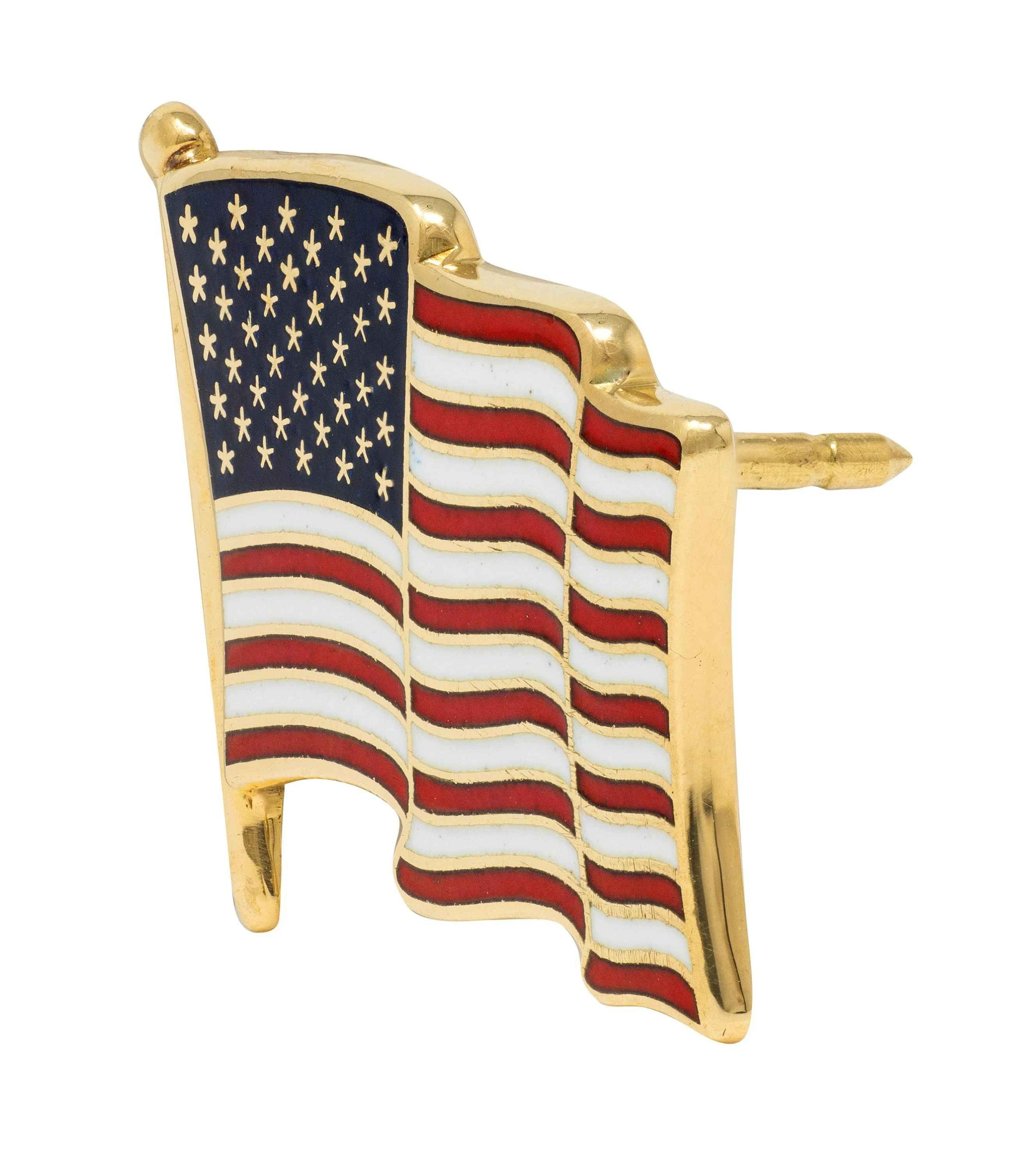Cartier 9/11 Enamel 18 Karat Yellow Gold Vintage American Flag Memorial Pin Unisex Brooch - Image 3