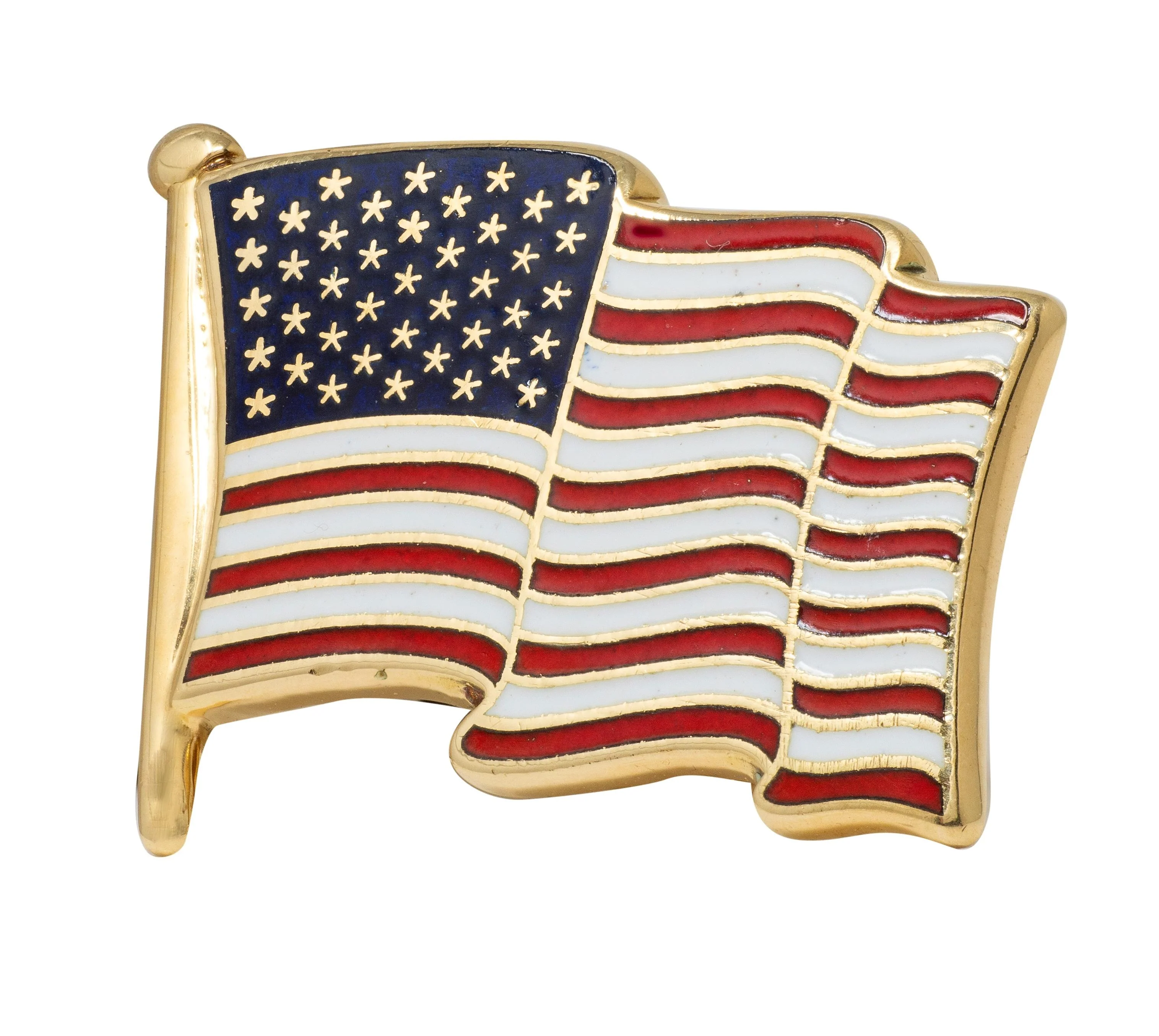 Cartier 9/11 Enamel 18 Karat Yellow Gold Vintage American Flag Memorial Pin Unisex Brooch - Image 7