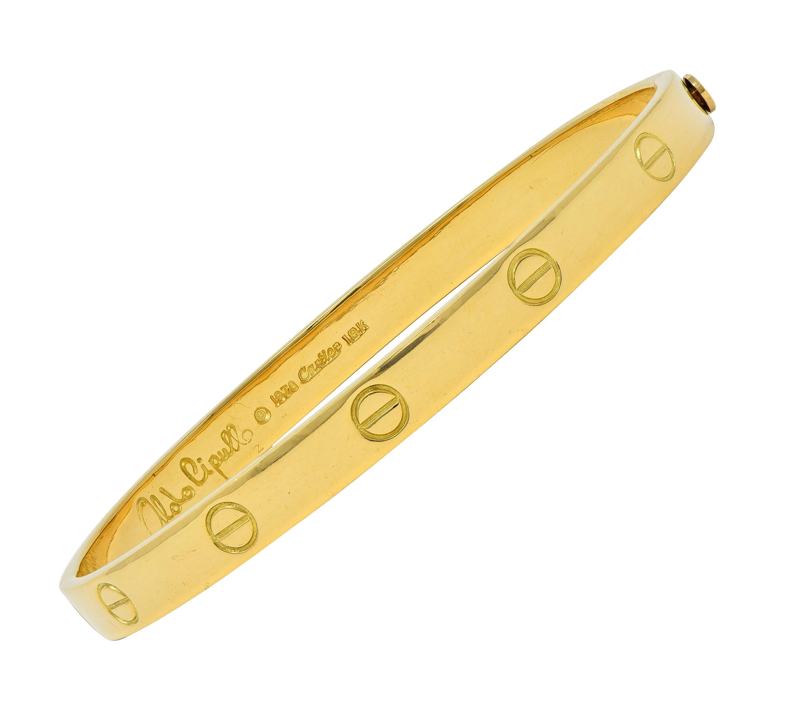 Cartier Aldo Cipullo 1970 18 Karat Yellow Gold Vintage Love Bangle Bracelet