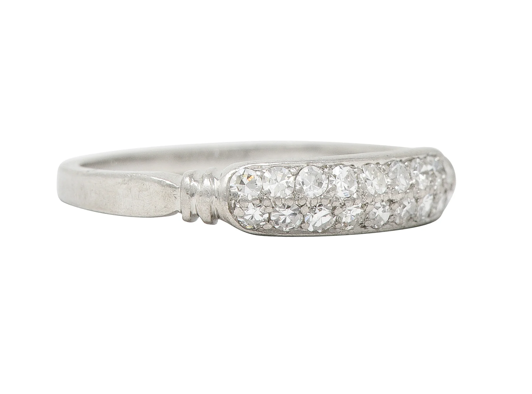 Cartier Art Deco 0.45 CTW Diamond Platinum Double Row Vintage Stacking Wedding Vintage Band Ring - Image 2