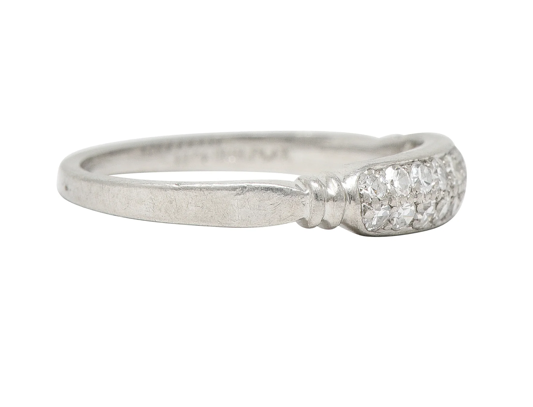 Cartier Art Deco 0.45 CTW Diamond Platinum Double Row Vintage Stacking Wedding Vintage Band Ring - Image 3