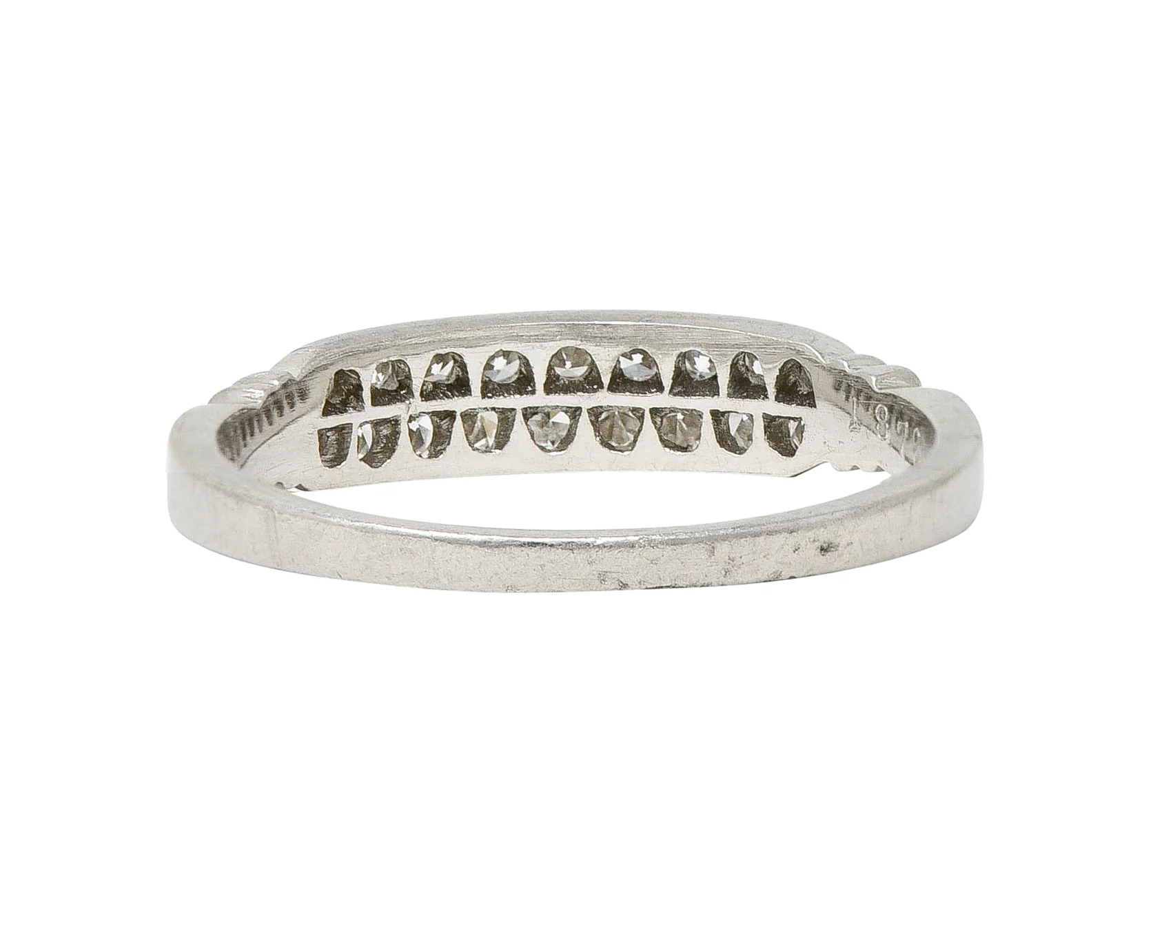 Cartier Art Deco 0.45 CTW Diamond Platinum Double Row Vintage Stacking Wedding Vintage Band Ring - Image 4