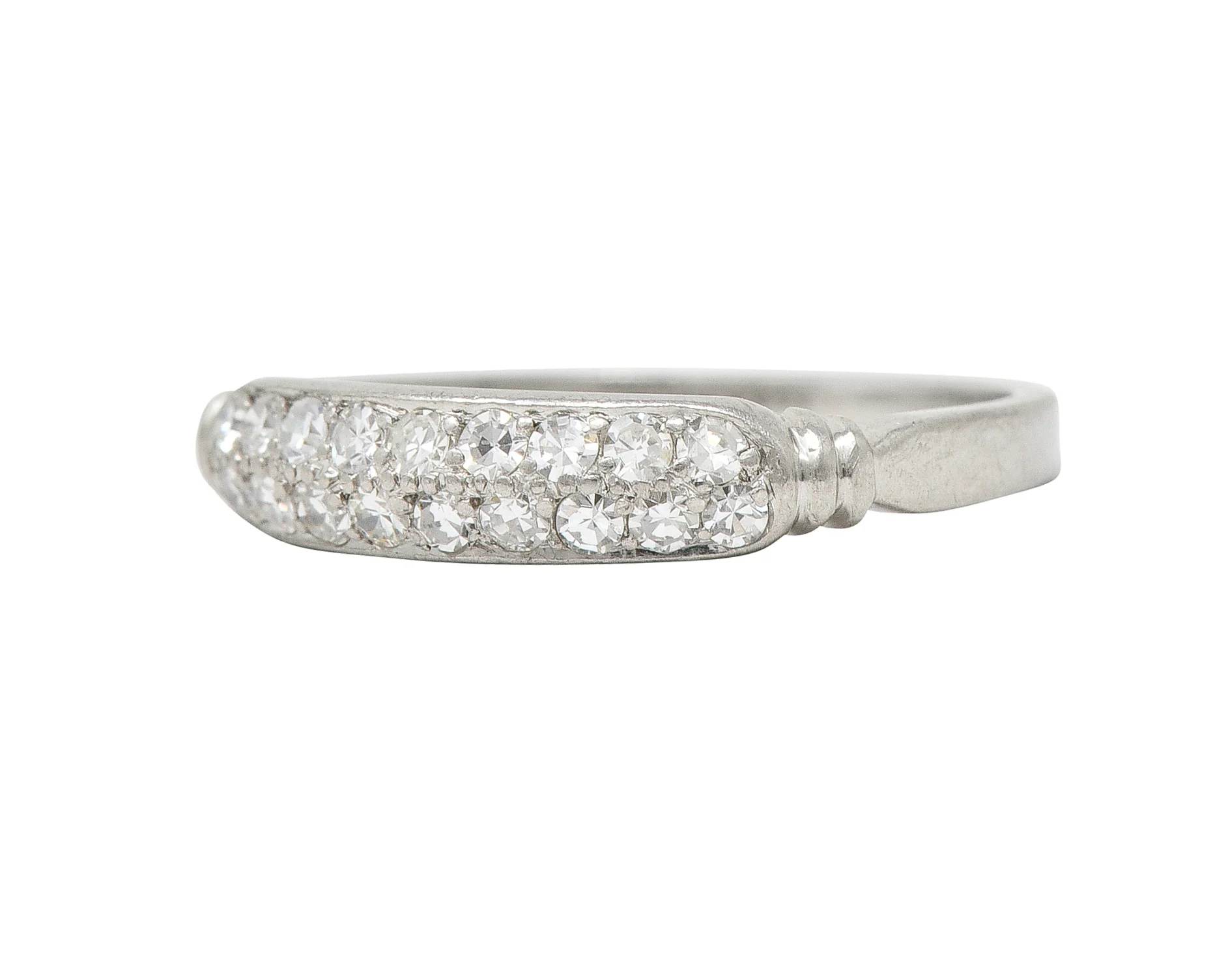 Cartier Art Deco 0.45 CTW Diamond Platinum Double Row Vintage Stacking Wedding Vintage Band Ring - Image 6