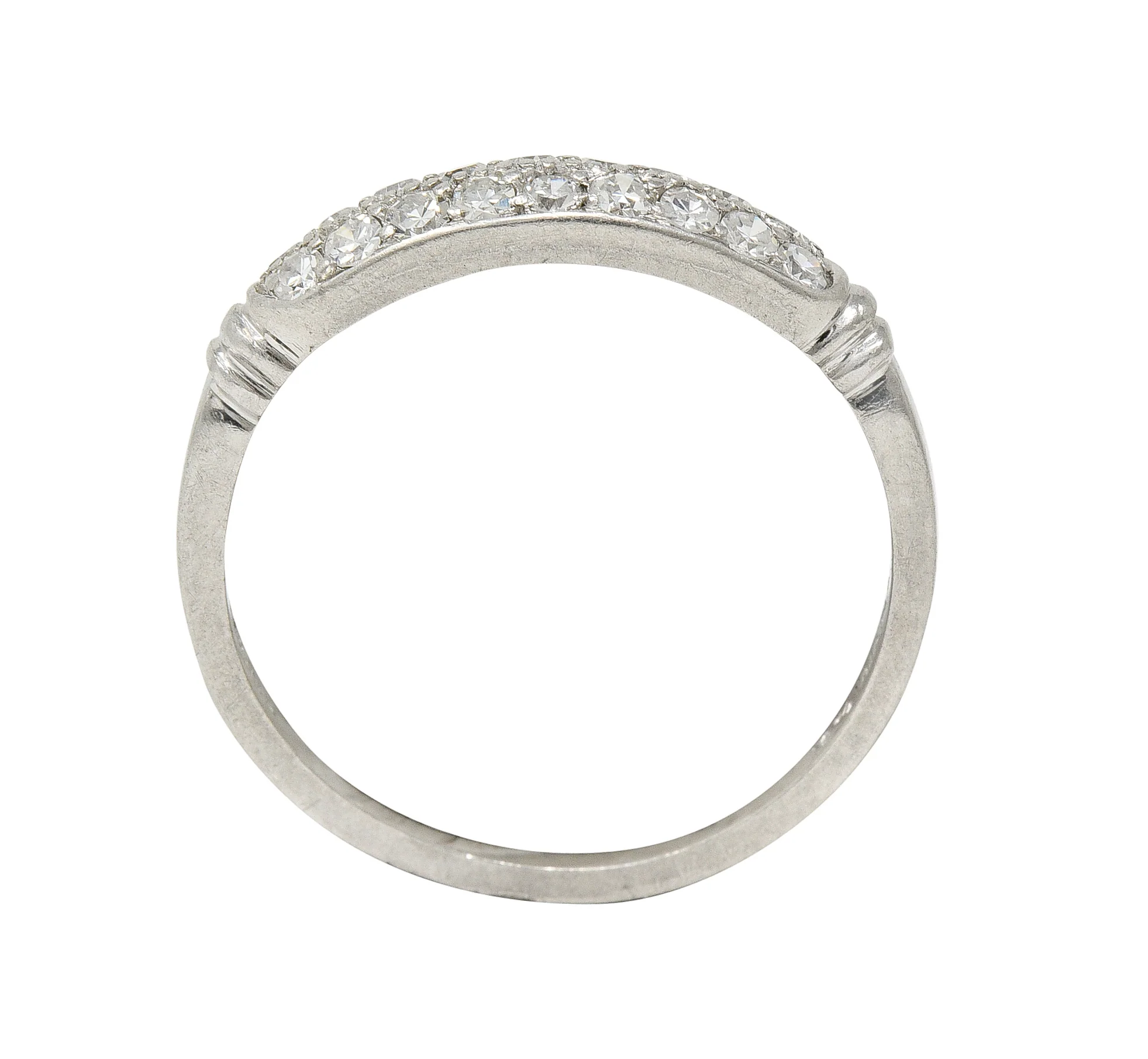 Cartier Art Deco 0.45 CTW Diamond Platinum Double Row Vintage Stacking Wedding Vintage Band Ring - Image 9