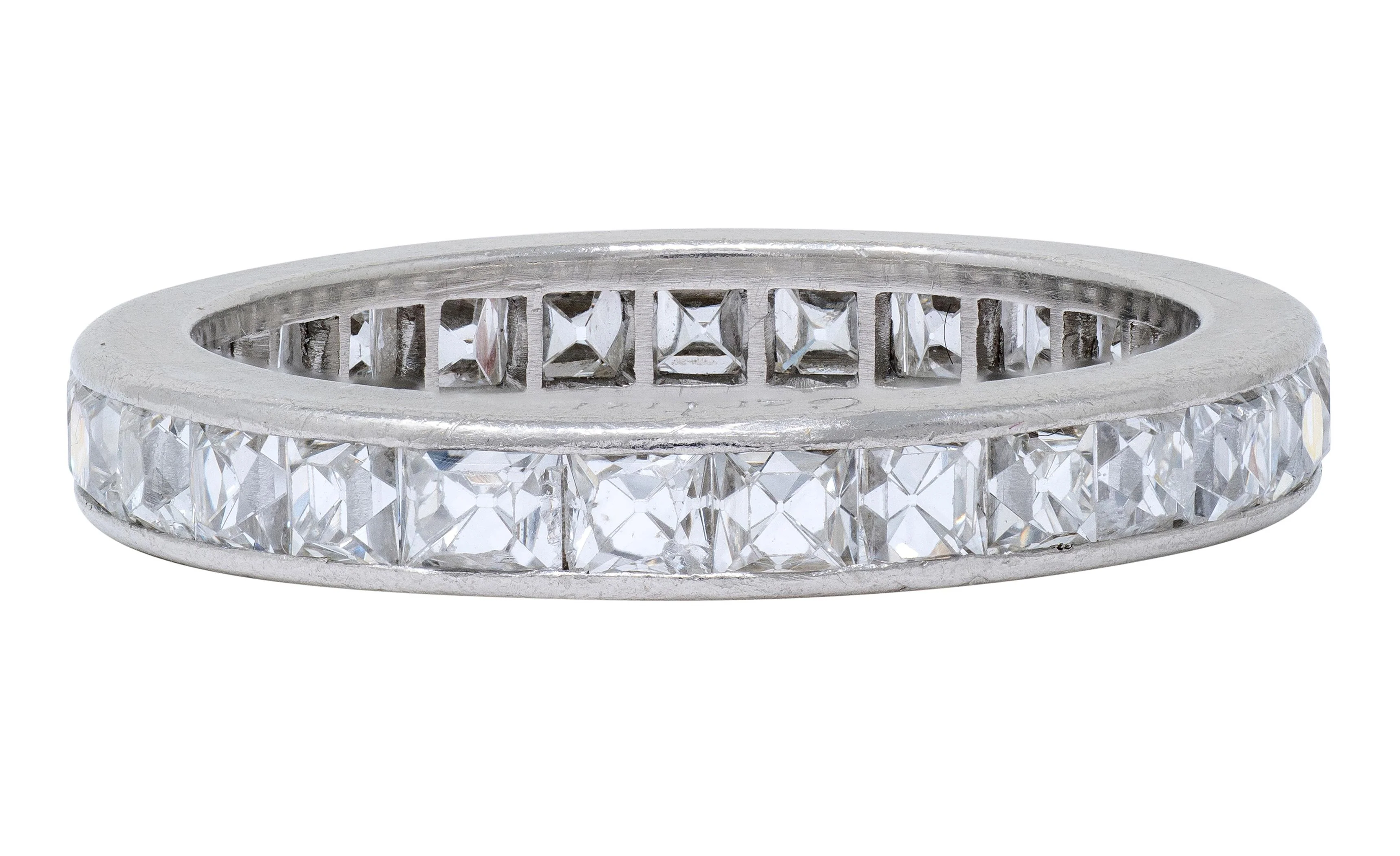 Cartier Art Deco 2.80 CTW French Cut Diamond Platinum Vintage Eternity Wedding Band Ring